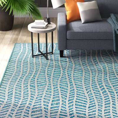 Depue Chevron Aqua Teal/Ivory Indoor / Outdoor Area Rug Wrought Studio Rug Size Rectangle 8' x 10' VSSHQA_WC2X Depue Chevron Aqua Teal/Ivory Indoor / Outdoor Area Rug Wrought Studio Rug Size Rectangle 8' x 10' VSSHQA_WC2X