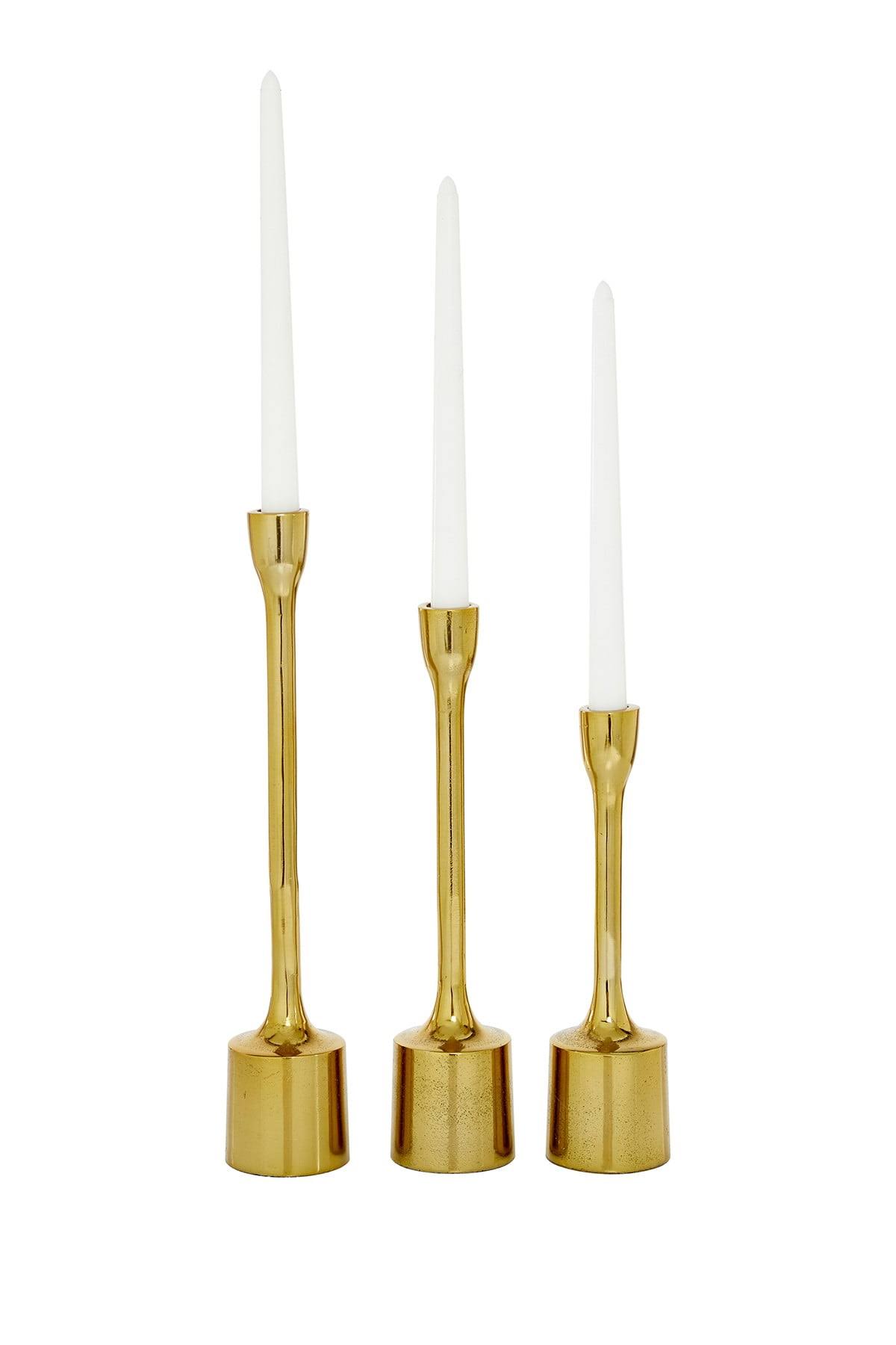 CosmoLiving by Cosmopolitan Gold Aluminum Candle Holder (Set of 3) WLQUBH_ORNG