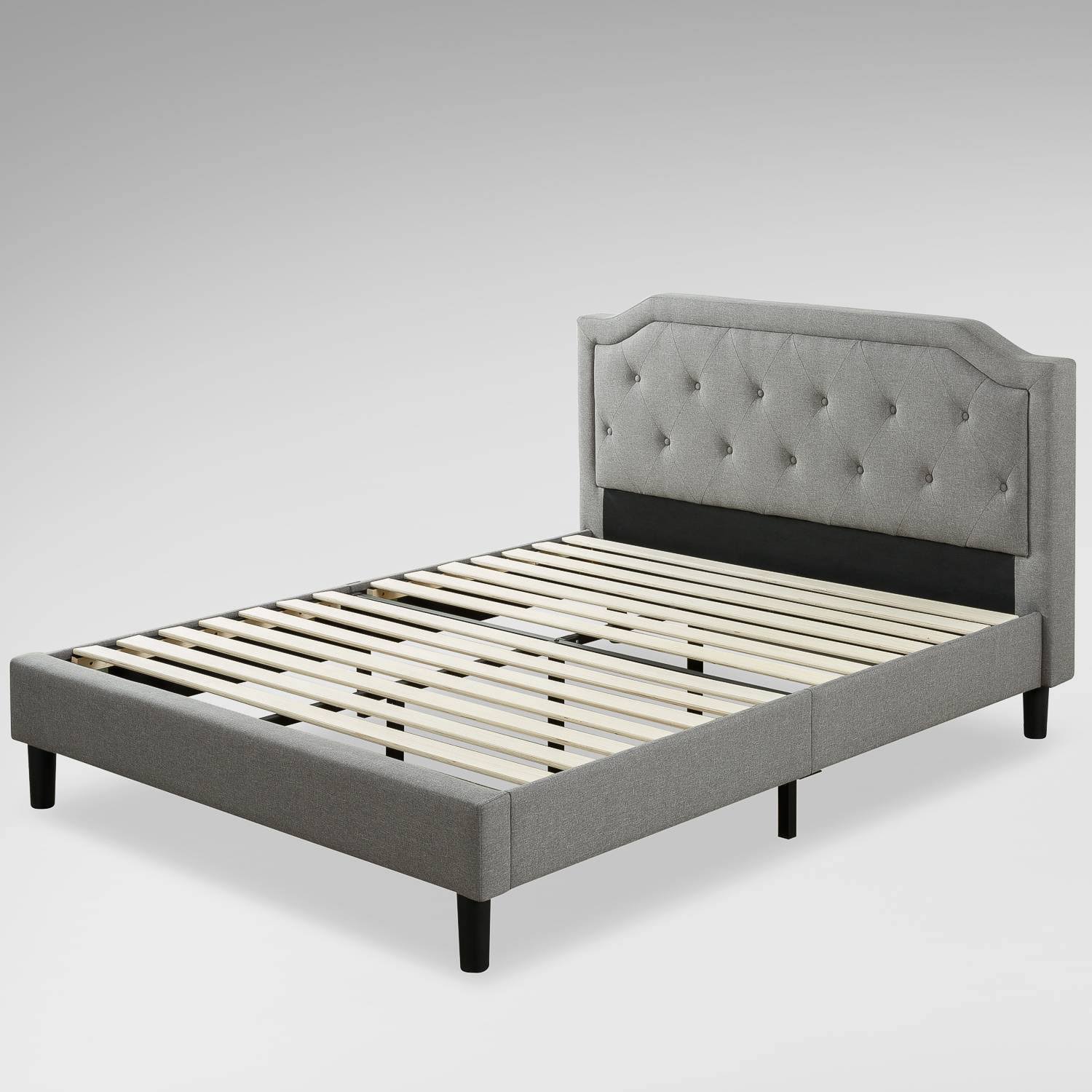 King Kellen Upholstered Scalloped Platform Bed Gray - 91RBFP_YSHQ