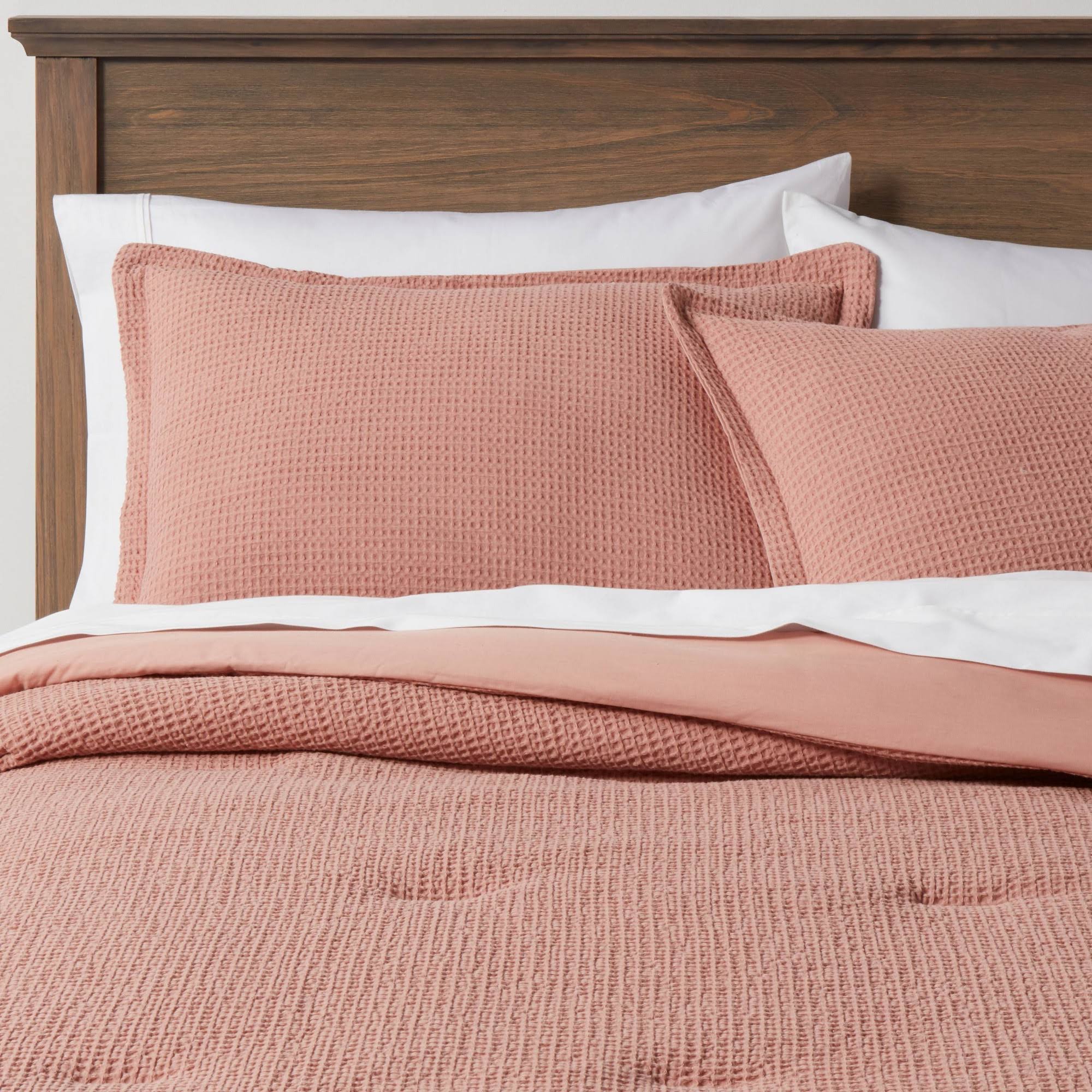 King Washed Waffle Weave Comforter Sham Set Warm Blush - TJHRM4_WIHN King Washed Waffle Weave Comforter Sham Set Warm Blush - TJHRM4_WIHN