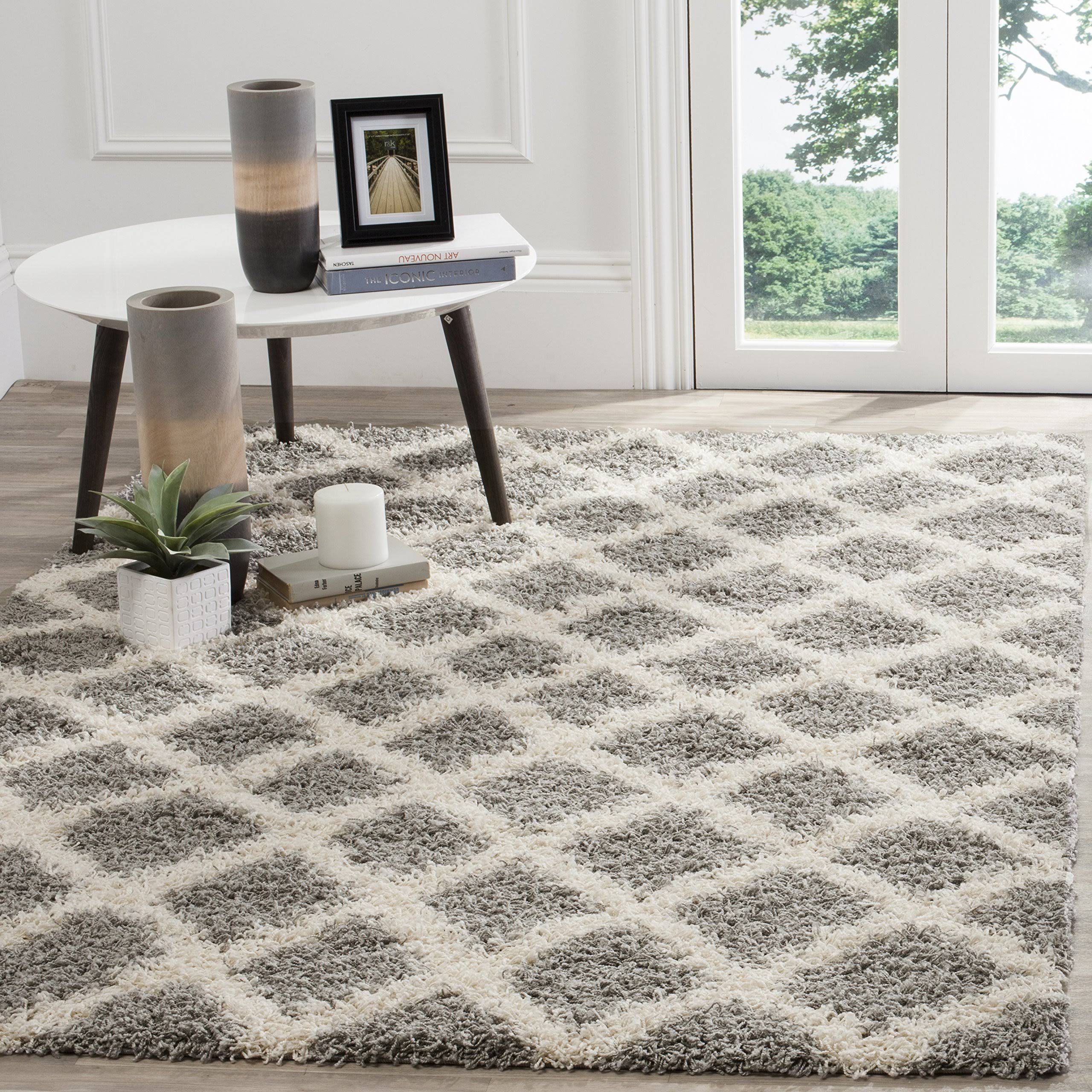 Safavieh Dallas Shag Rug Collection SGDS258G - Grey / Ivory - 5'-FOQDTK_FR4G