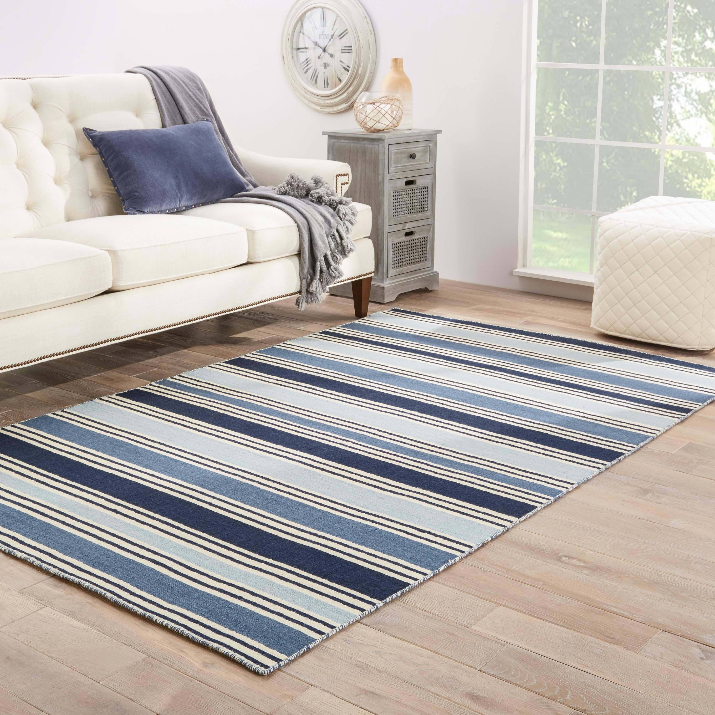 Juniper Home Lancaster Handmade Stripe Blue/ White Area Rug - 2' x 3' KXODZW_HUOJ