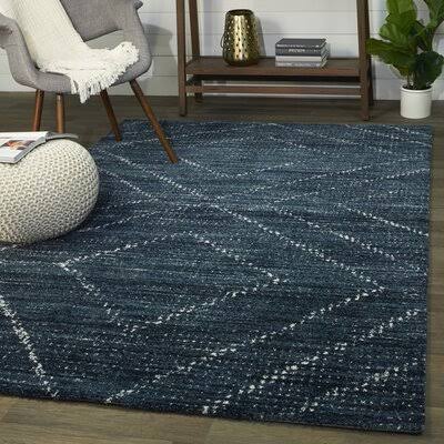 Beveridge Geometric Dark Blue Area Rug Mercury Row Rug Size: Runner 2'2  2NBF9U_BSXQ