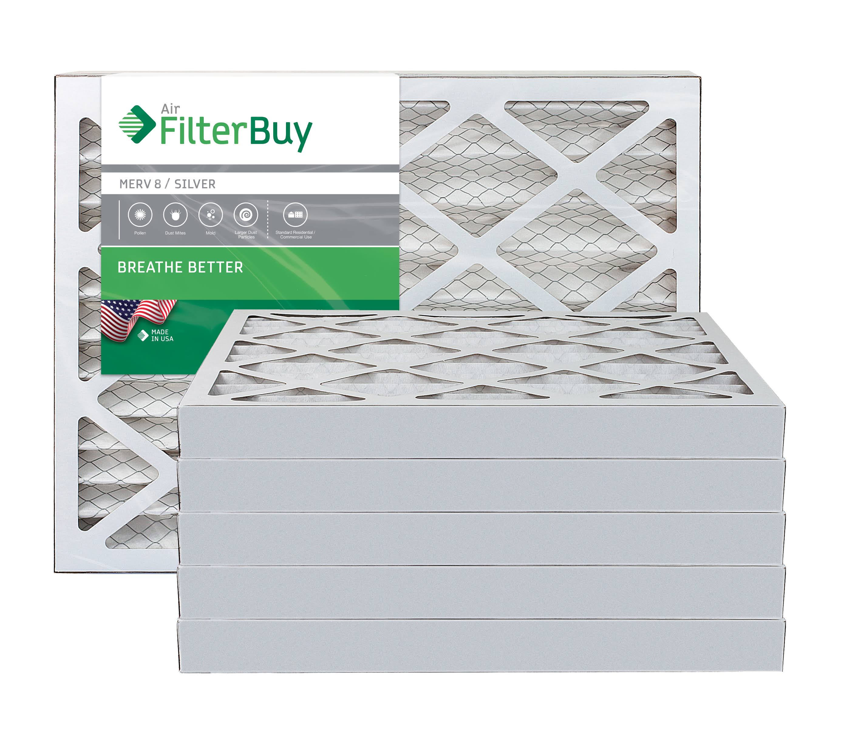 AFB Silver MERV 8 12x24x2 Pleated AC Furnace Air Filter. Pack of 6 Filters. 100% produced in The USA. GFW1TN_9KHL