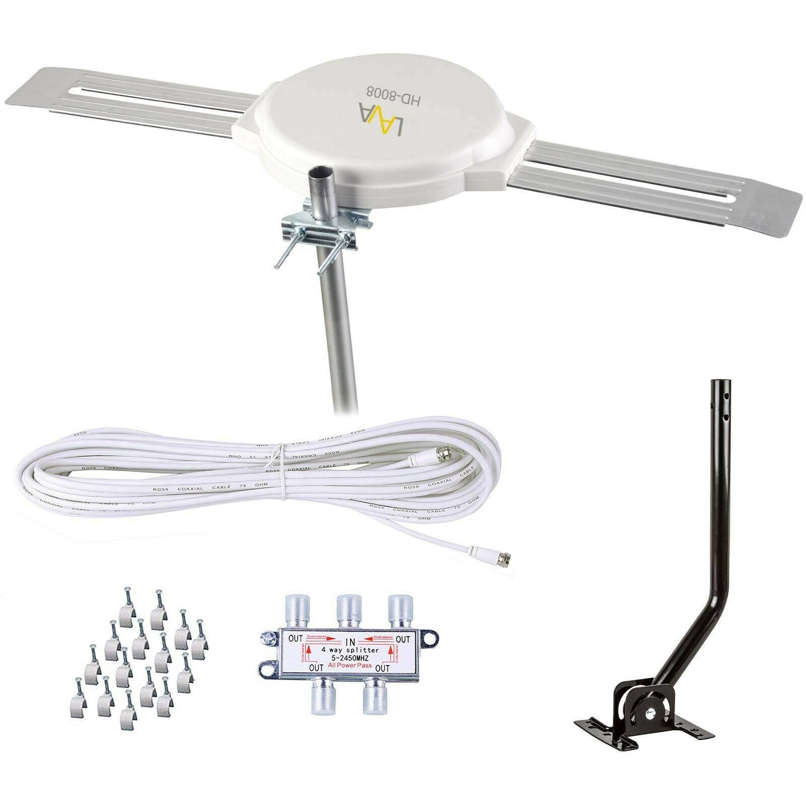 Lava HD8008 Omnidirectional Outdoor TV Antenna HD TV 4K 360 Degree OmniPro HD-8008 + Installation Kit TV WOJMZV_XPZO