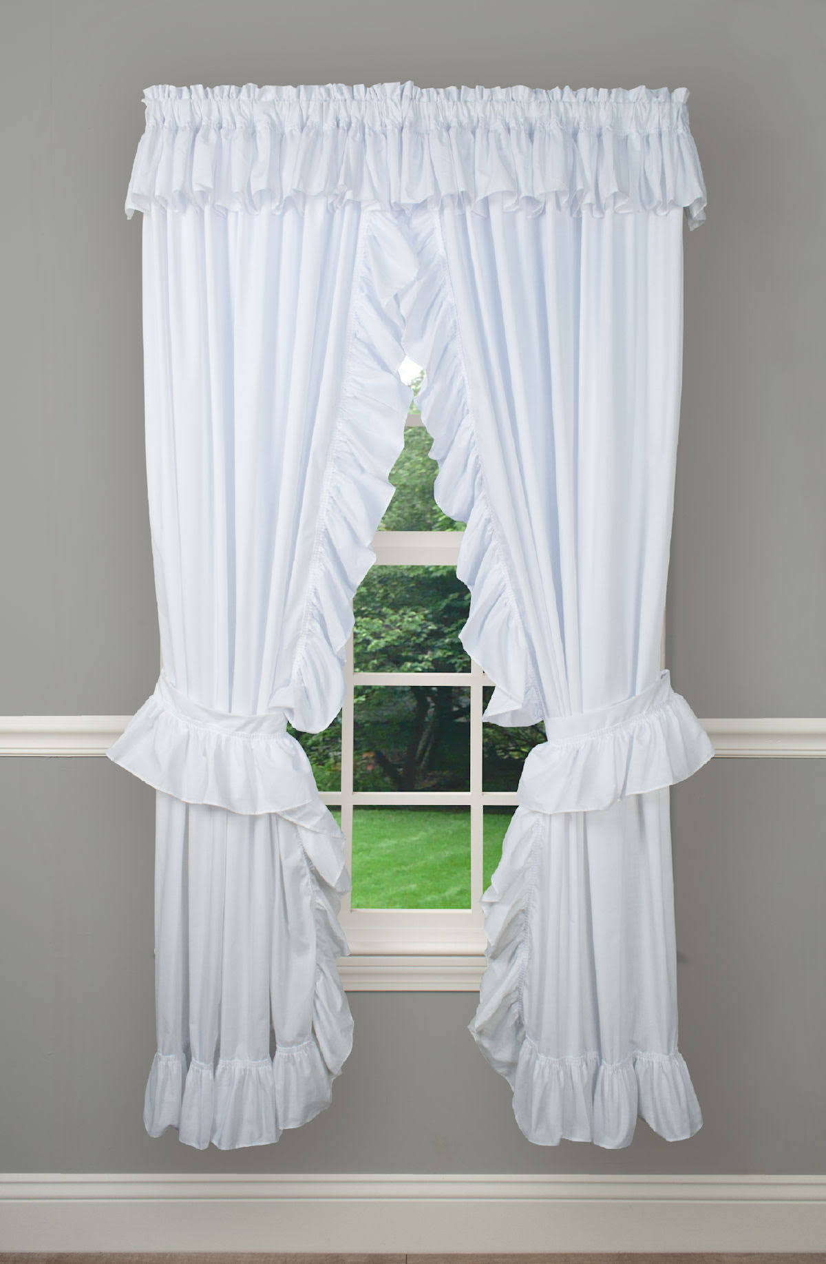 Ellis Curtain Priscillas Wide Ruffle Rod Pocket Curtain Panel Pair CAZCDQ_6DQM