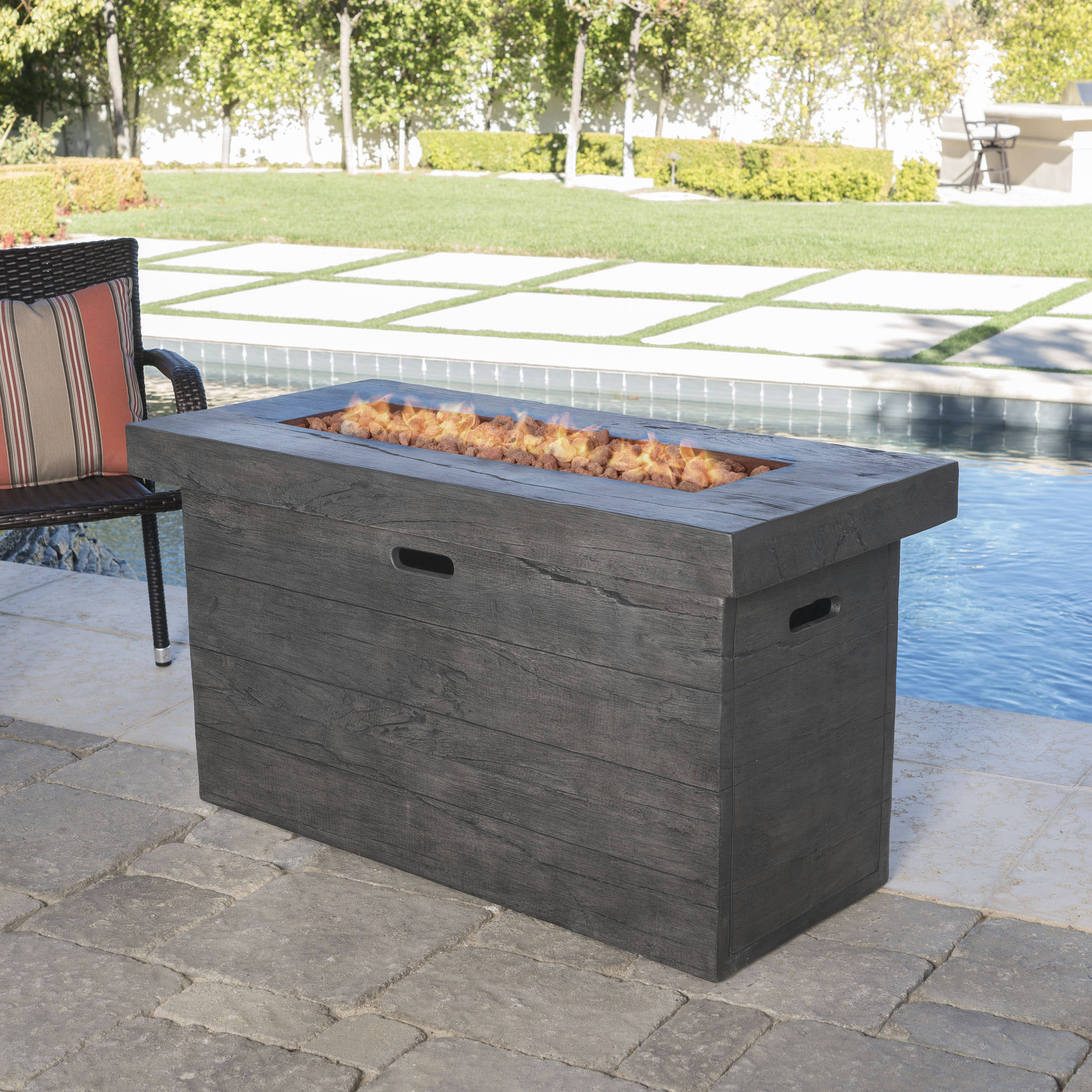 Crawford Outdoor Rectangular Fire Pit - 50,000 BTU, Grey, RVUKCV_NCIP