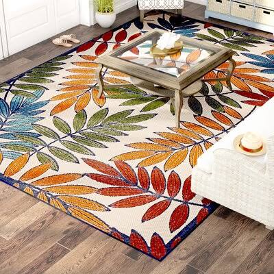 Lahaina Floral Gold/Green/Blue Indoor / Outdoor Area Rug Sol 72 Outdoor Rug Size: Rectangle 7'10  FAKVRW_3PBP