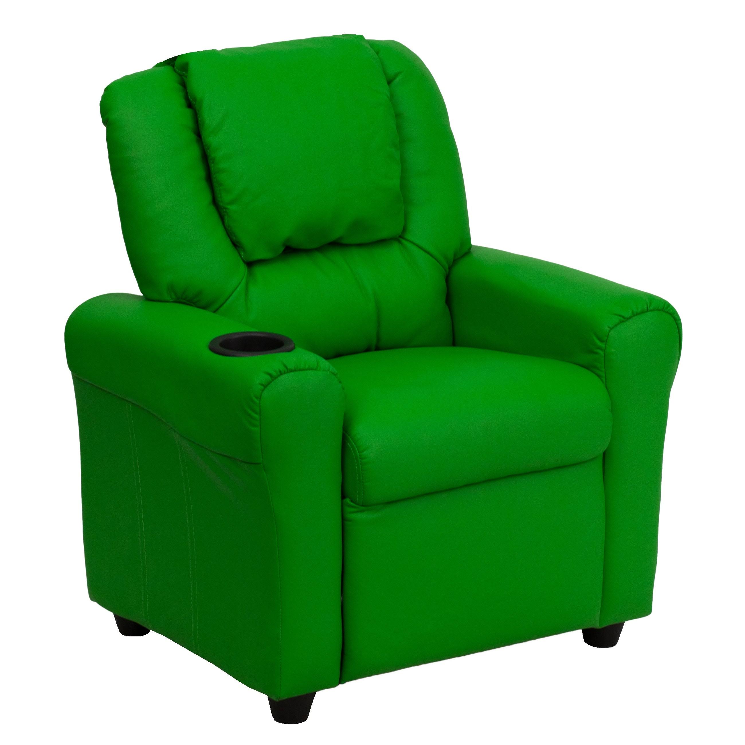 Lancaster Home Contemporary Green Vinyl Kids Recliner with Cup Holder and WS5FRA_MCA4