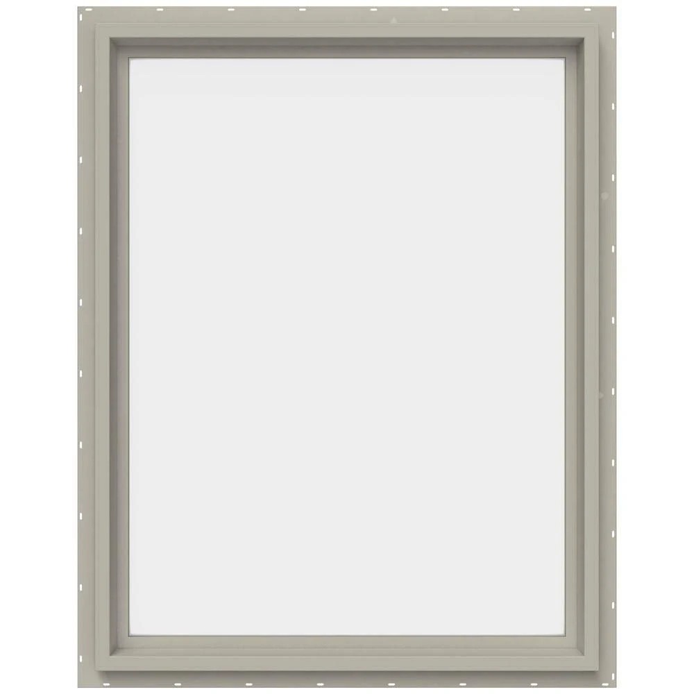 JELD-WEN 29.5 in. x 35.5 in. V-4500 Series Desert Sand Vinyl Picture Window w/ Low-E 366 SPNKHD_OGNZ