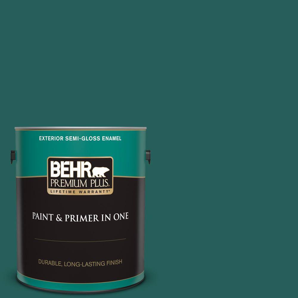 BEHR Premium Plus 1 gal. #S-H-490 Billiard Table Semi-Gloss Enamel Exterior Paint and Primer in 2AJWSY_GPET
