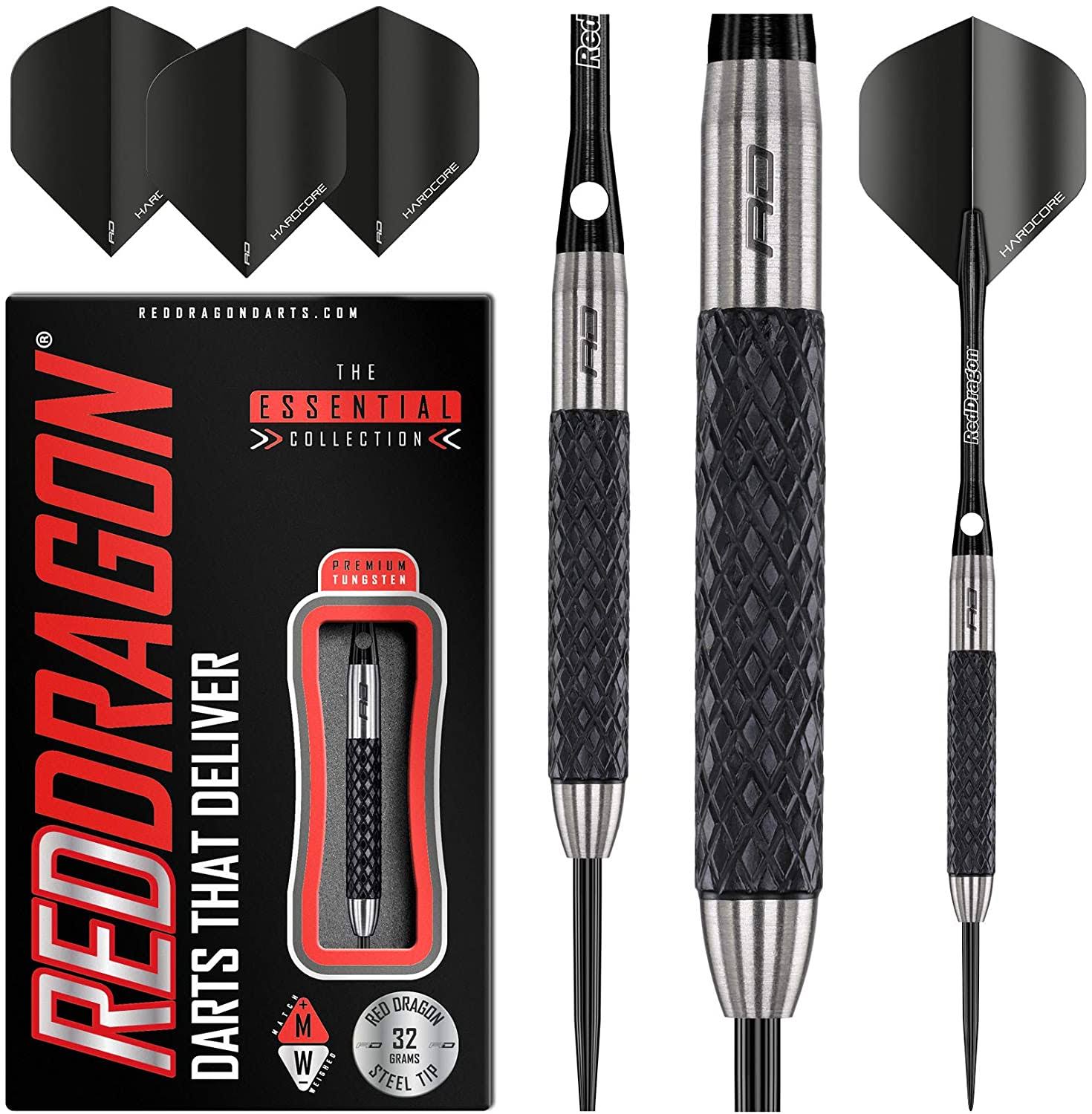 Red Dragon Rat 1 32G - Tungsten Steeltip Darts Set with Flights and JSM6DH_MCSQ