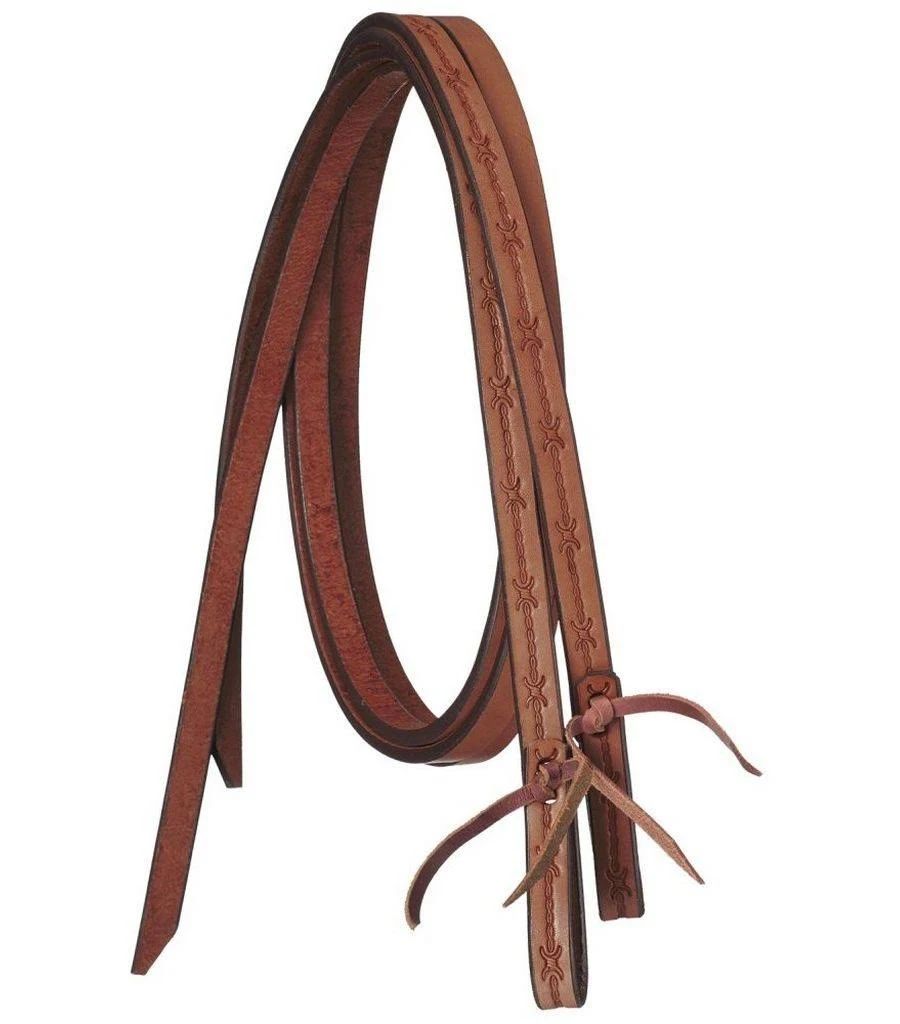 Tough-1 Premium Leather Split Reins Barbed Wire Tooled - 5/VPH2WU_5ZO2