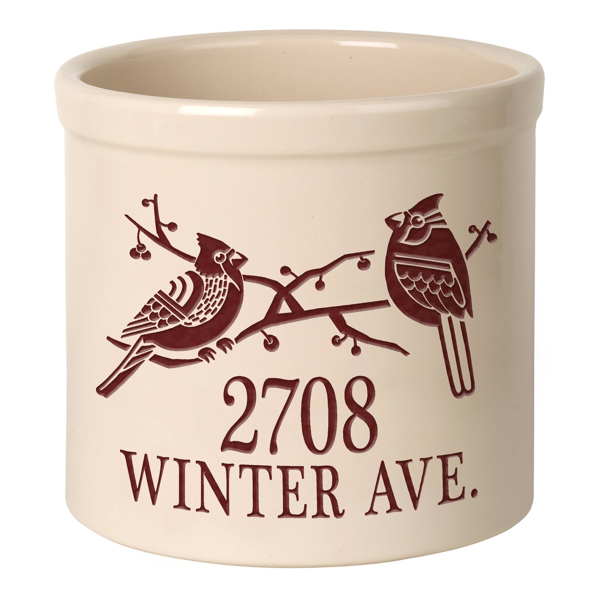 Personalized Duo Deco Cardinal 2 Gallon Stoneware Crock, 2KK8SU_TEWH