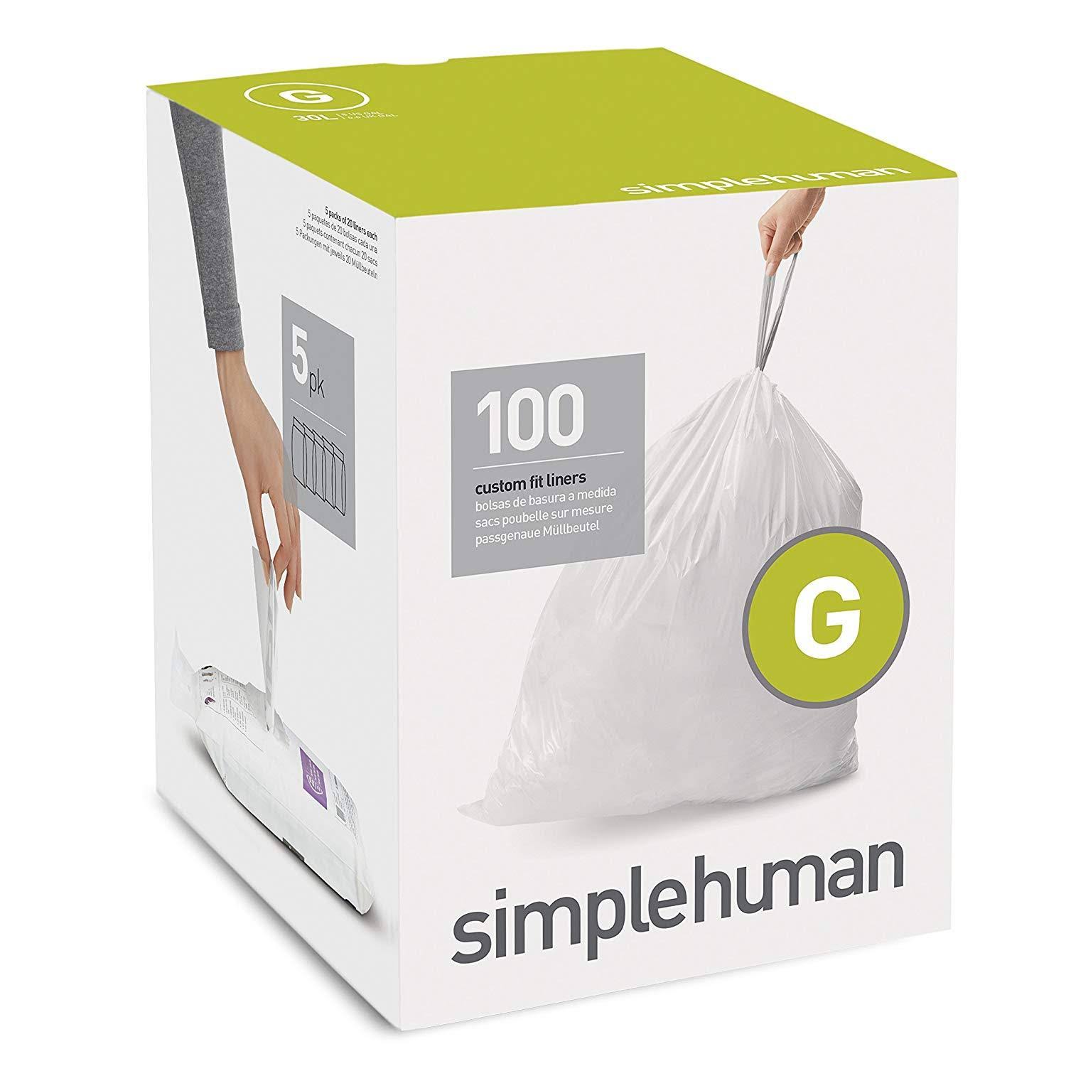 simplehuman Code G Custom Fit Drawstring Trash Bags, 30 LITER / 8 CX2SGW_JX75