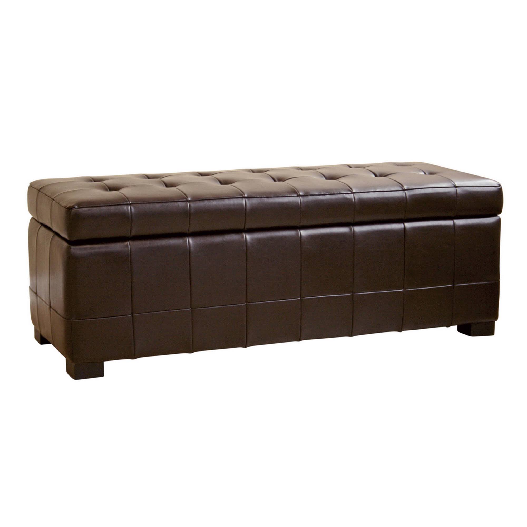 Baxton Studio Dark Brown Full Leather Storage Bench RD4AIF_PXKR