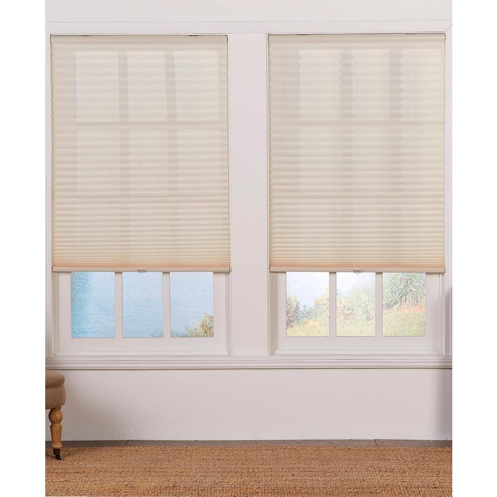 Perfect Lift Window Treatment Cut-to-Width Ecru Cordless Light Filtering Pleated Shade - 29.5 in. W x 48 in. L, TSI2DC_FMOG