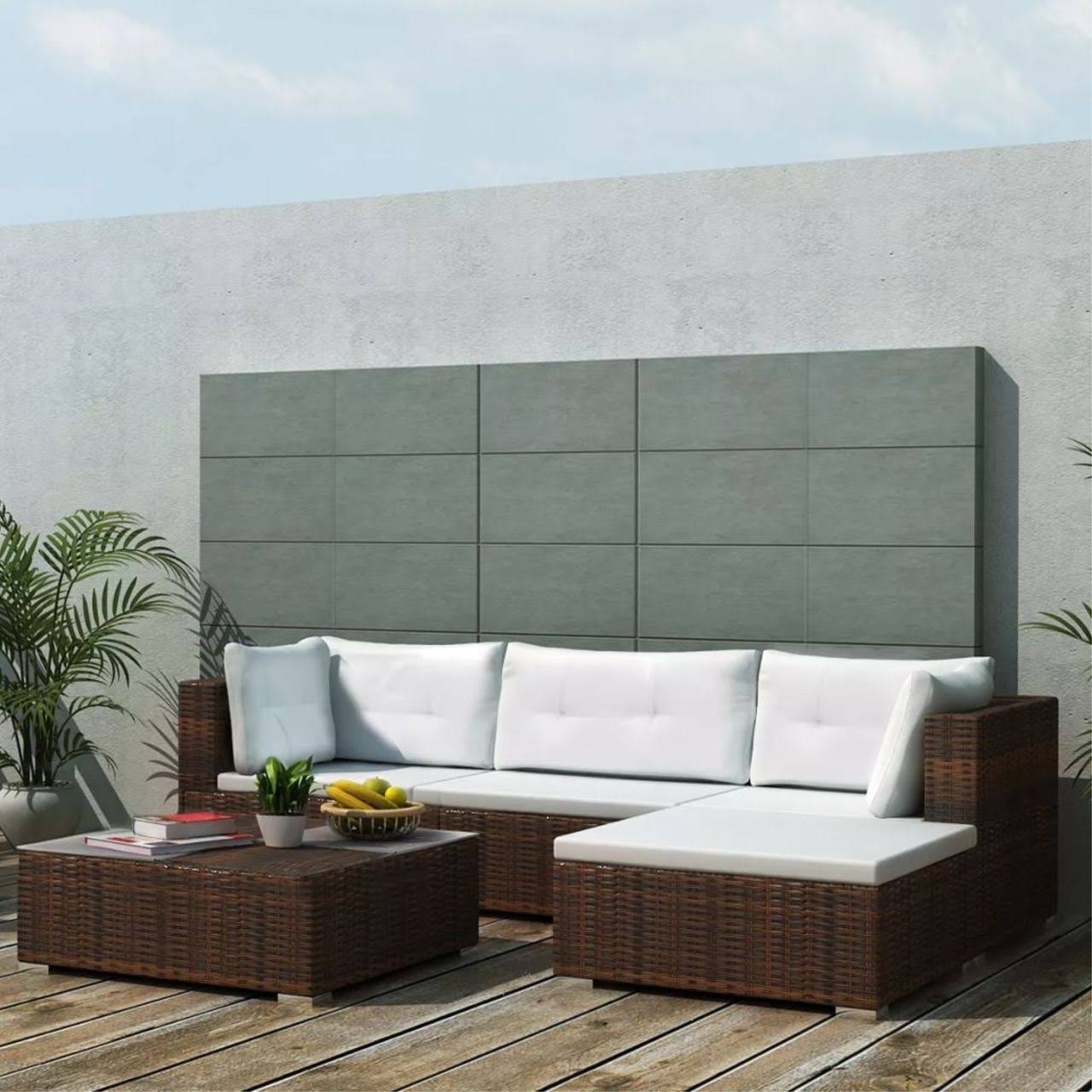 vidaXL 14 Piece Garden Sofa Set Brown Poly OXKZQ7_O80F