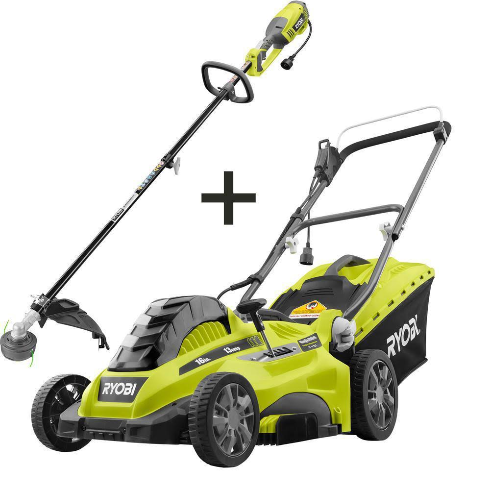 Ryobi 16 in. 13 Amp Corded Electric Walk Behind Push Mower and 10 Amp String MV8KPX_JHGG