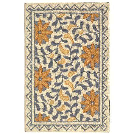 Charlton Home Helena Floral Handmade Wool Ivory/Blue Area Rug, Size Rectangle 2'6 inch x 4' K08VHG_KJTH