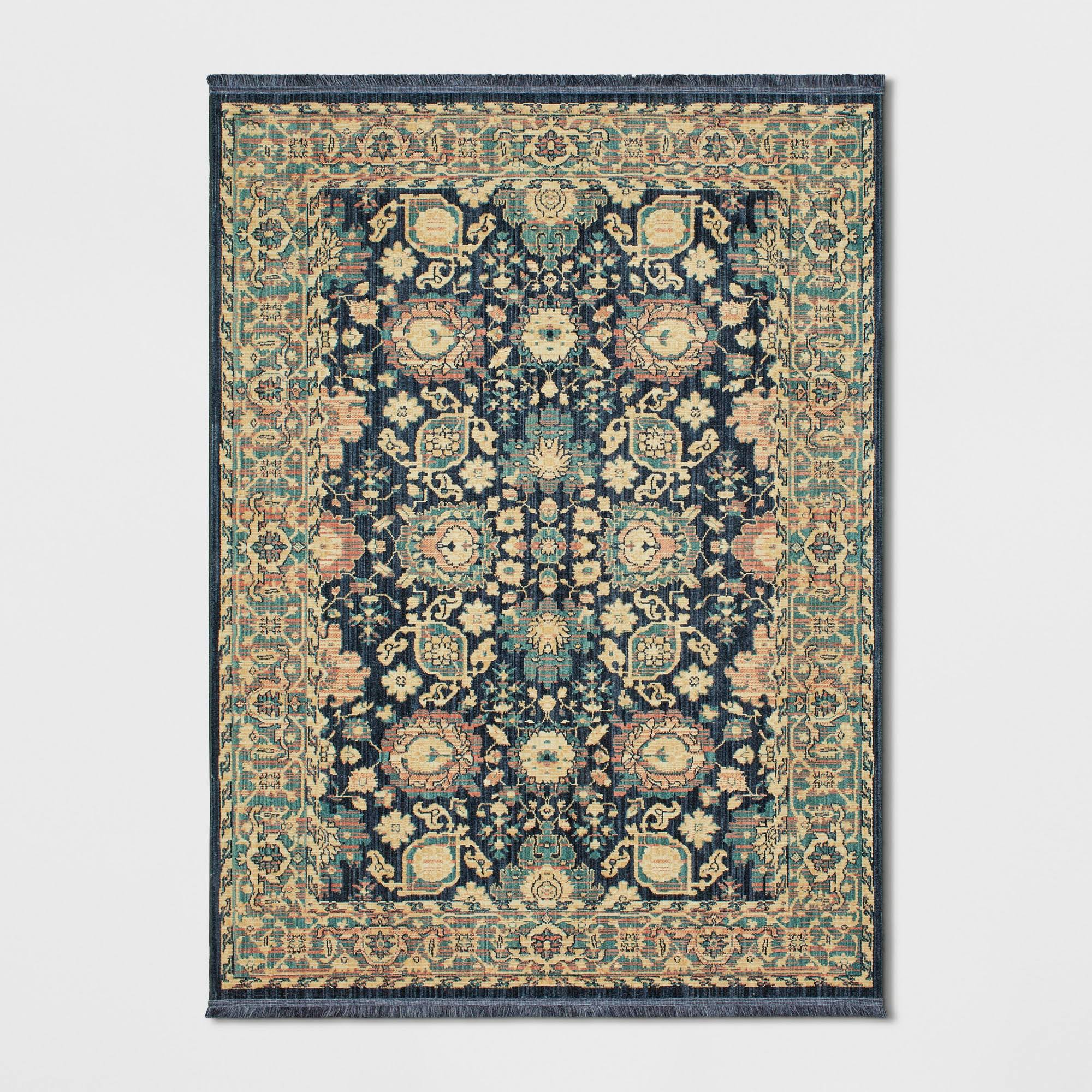 5'x7' Persian with Fringe Border Woven Area Rug Indigo - CMPZRN_1JNL