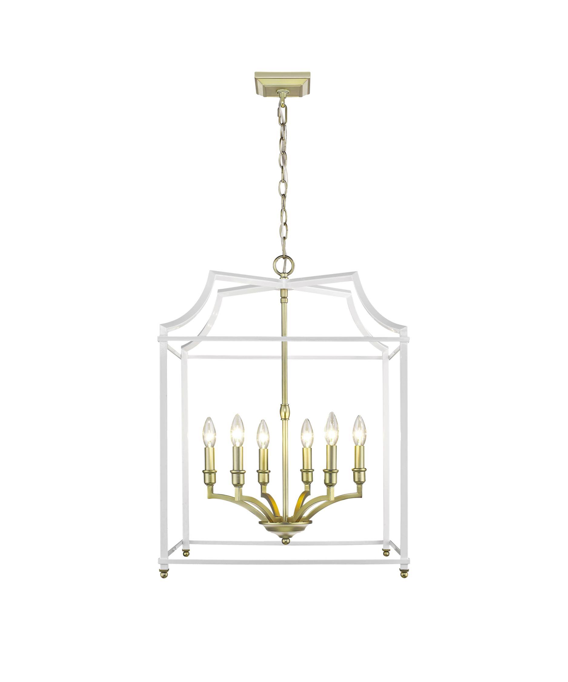 Golden Lighting Leighton 6 Light Pendant in Satin Brass with White - 8401-6P SB-OXDBFZ_HYMB Golden Lighting Leighton 6 Light Pendant in Satin Brass with White - 8401-6P SB-OXDBFZ_HYMB