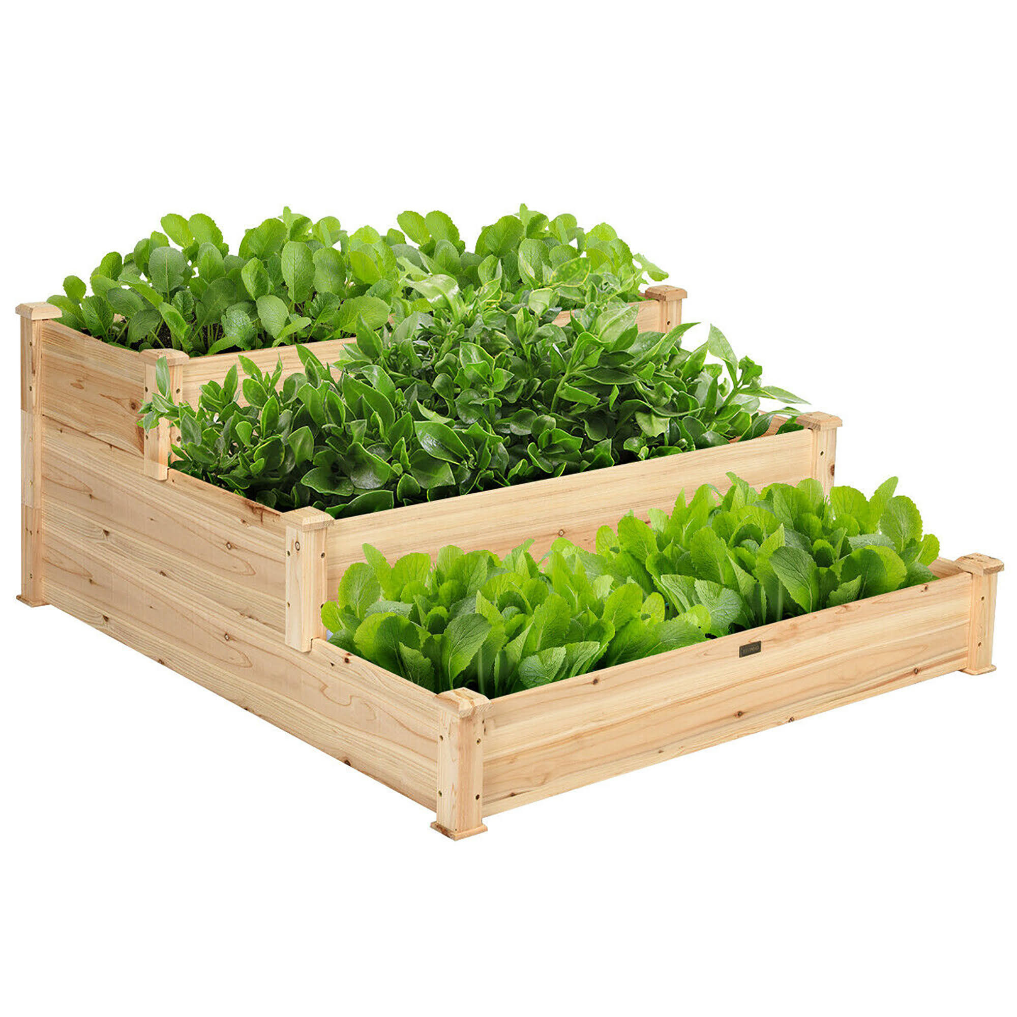 Costway 3 Tier Wooden Raised Vegetable Garden Bed Elevated Planter Kit Outdoor JUFKKM_BGHO Costway 3 Tier Wooden Raised Vegetable Garden Bed Elevated Planter Kit Outdoor JUFKKM_BGHO