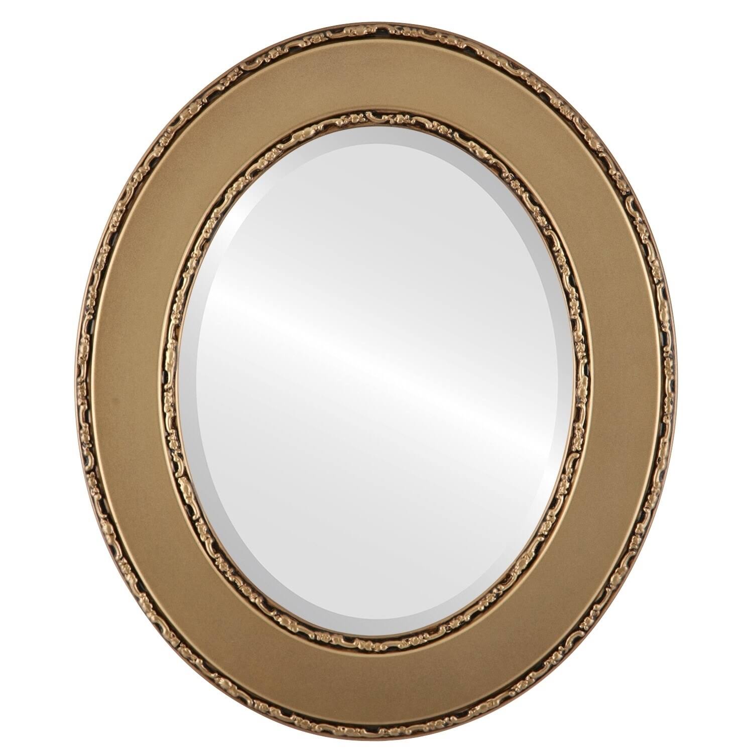 The Oval and Round Mirror Store Paris Framed Oval Mirror in Desert Gold - Brown/Dark Gold, Size 27 x IQX63S_7VAS