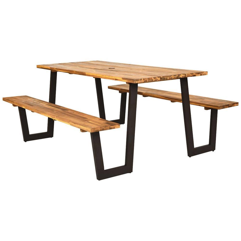 CASAINC 1-Piece Wood Outdoor Dining Picnic XMGV2O_WQHP