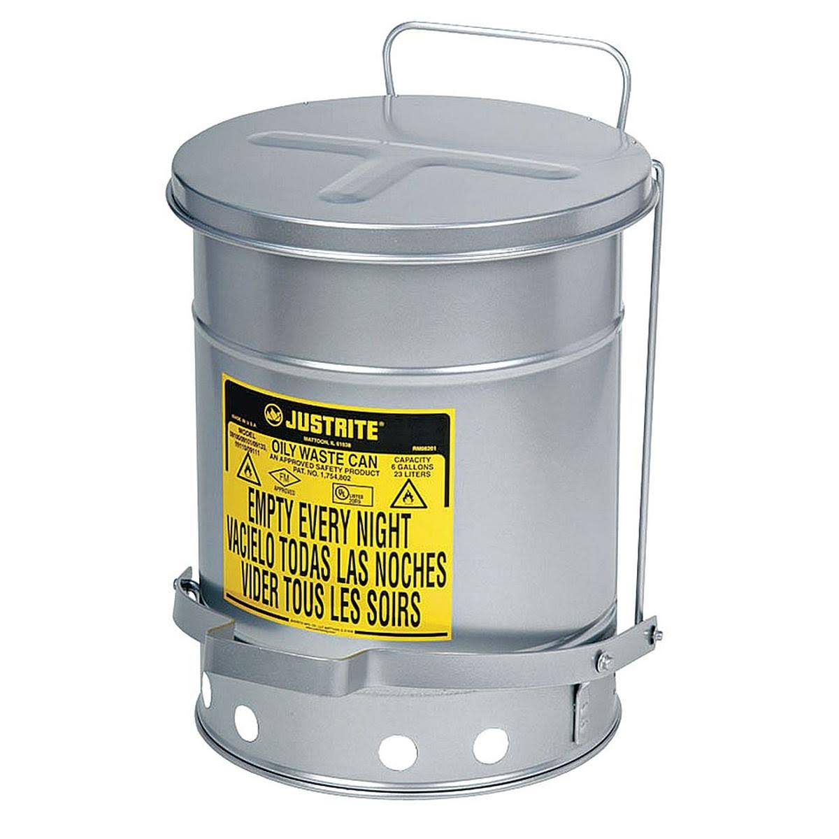 Justrite 09704 Oily Waste Can, 21 gal., Steel, V1K6ET_BXEM