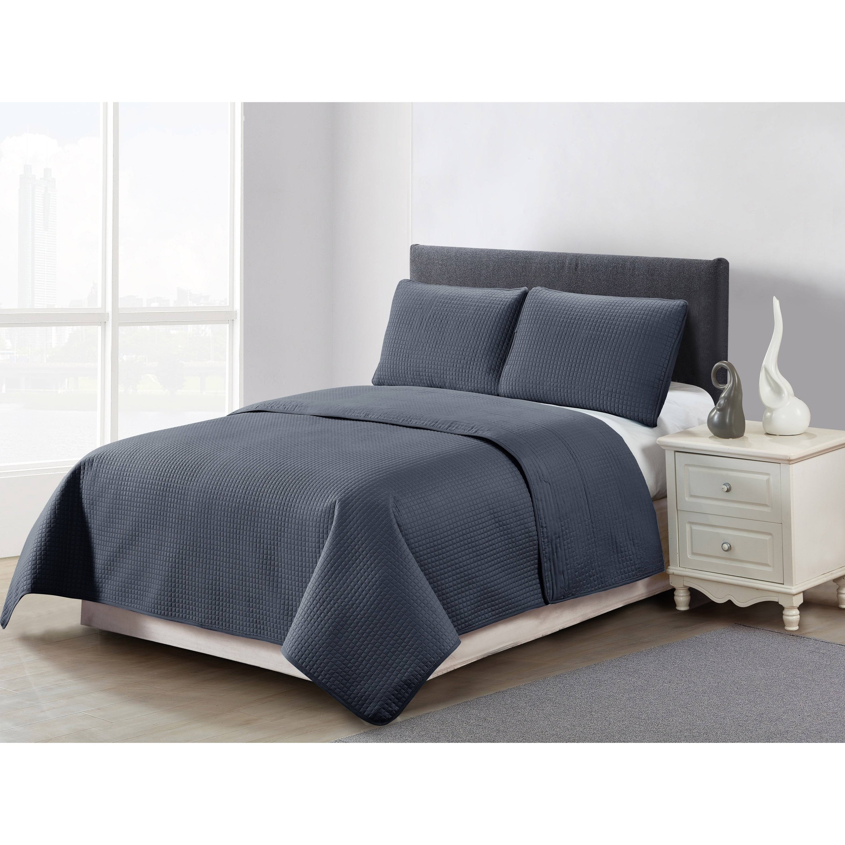 Home Style Brielle Solid Embossed Quilt Sets (3-Piece) Other Full/Queen Charcoal Box 0R7XGL_WW6B