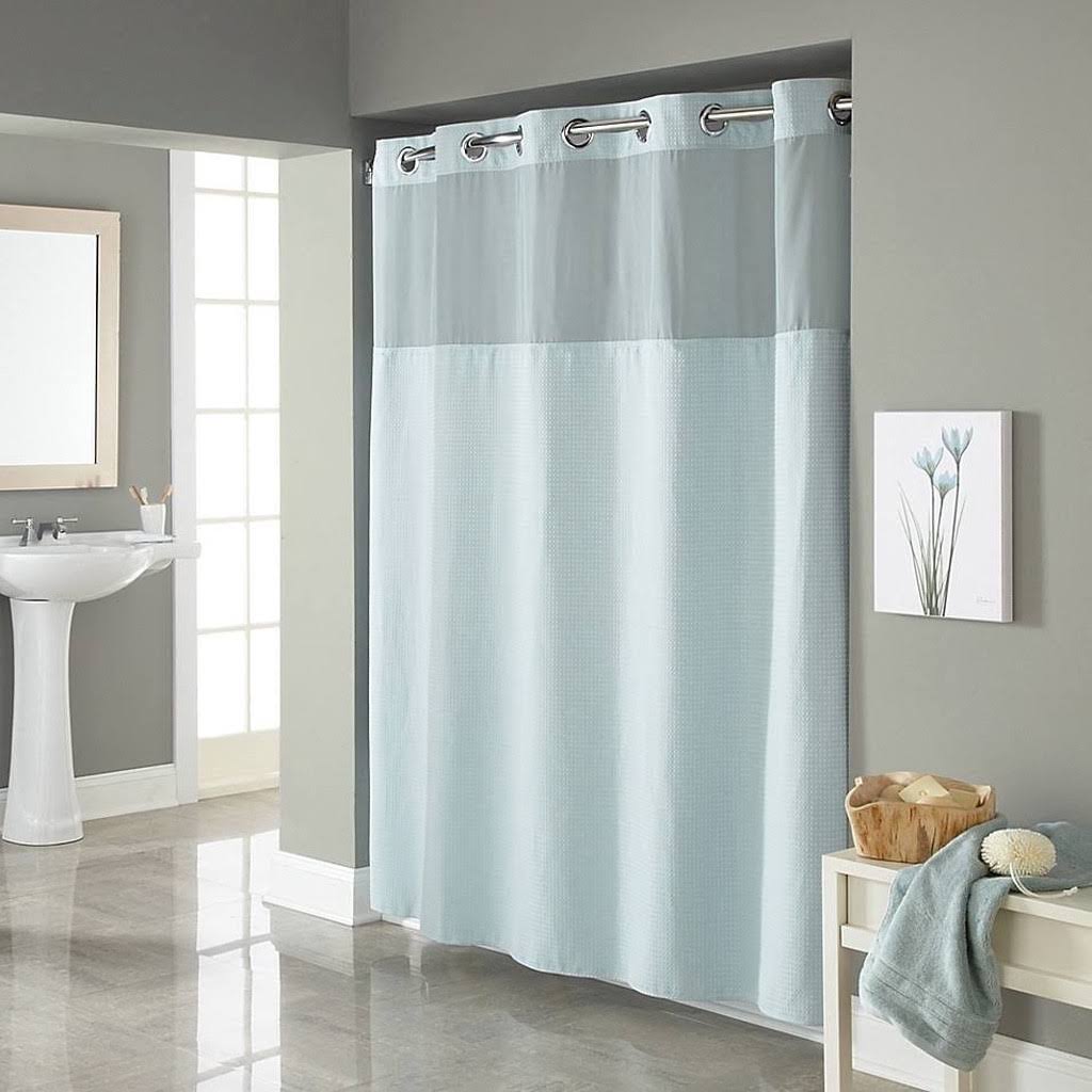 Hookless Waffle 72-Inch x 98-Inch Fabric Shower Curtain in Misty F3QPMX_EGUW