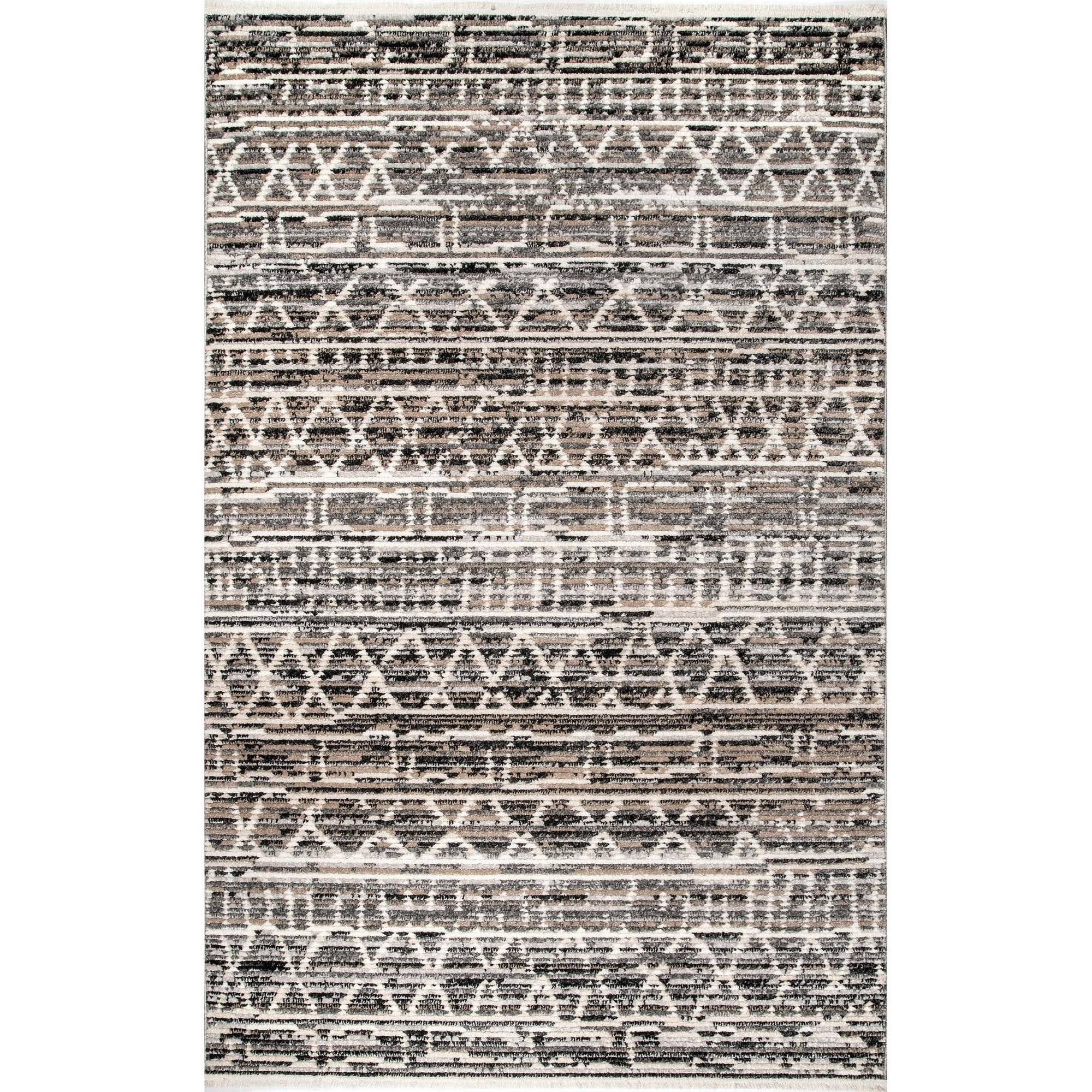 nuLOOM Maisie Banded Tribal Gray 6 ft. 7 in. x 9 ft. Area L5YGBV_O3XK nuLOOM Maisie Banded Tribal Gray 6 ft. 7 in. x 9 ft. Area L5YGBV_O3XK