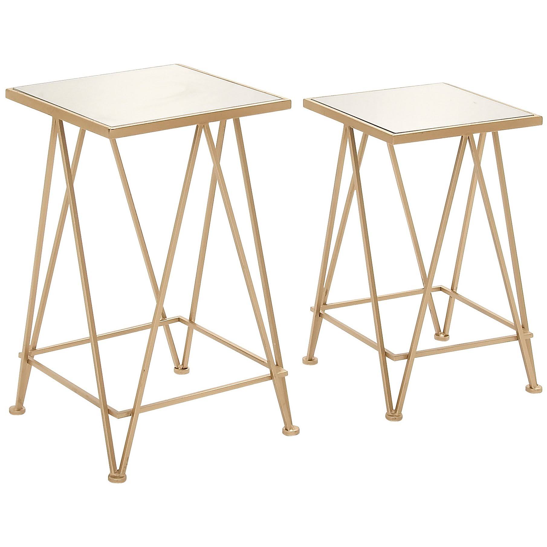 Attractive Metal Mirror Accent Table Set of OLAG0P_7AFV