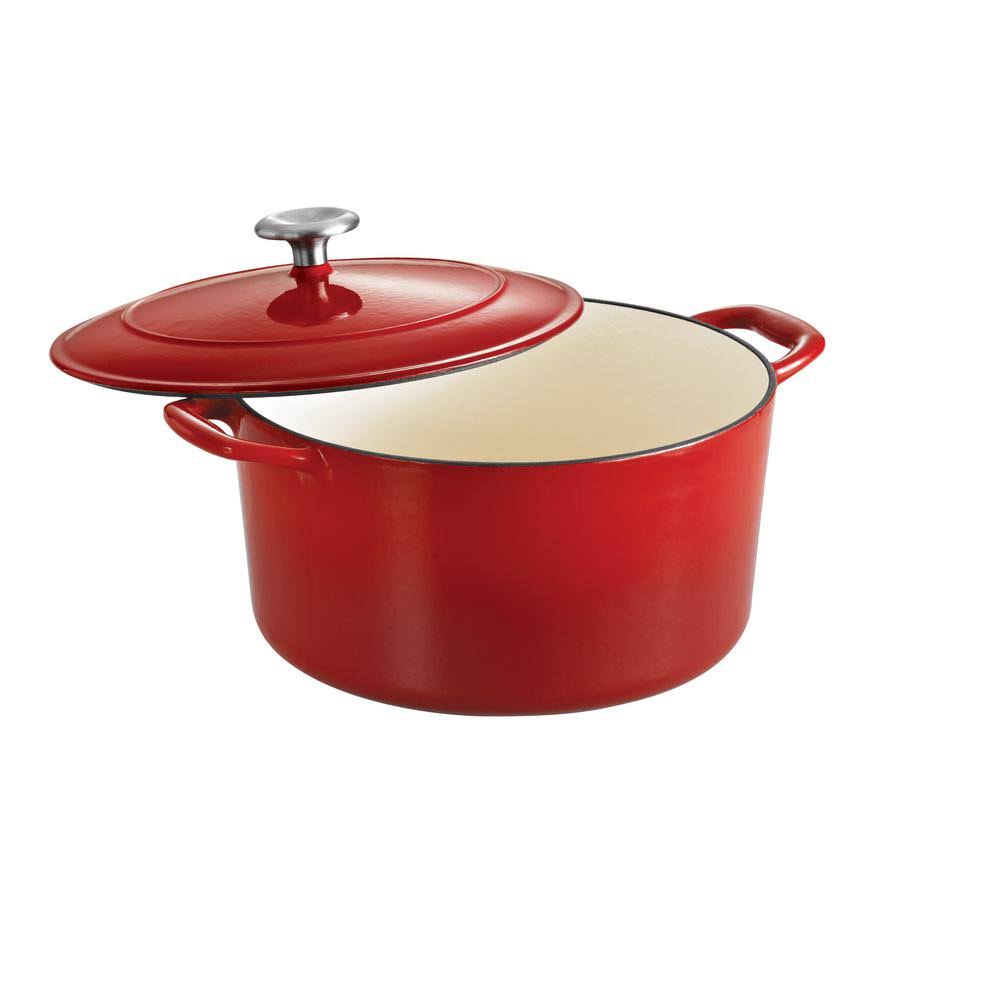 Tramontina Gourmet 6.5 qt. Round Enameled Cast Iron Dutch Oven in Gradated Red with JDWPKY_RNZJ