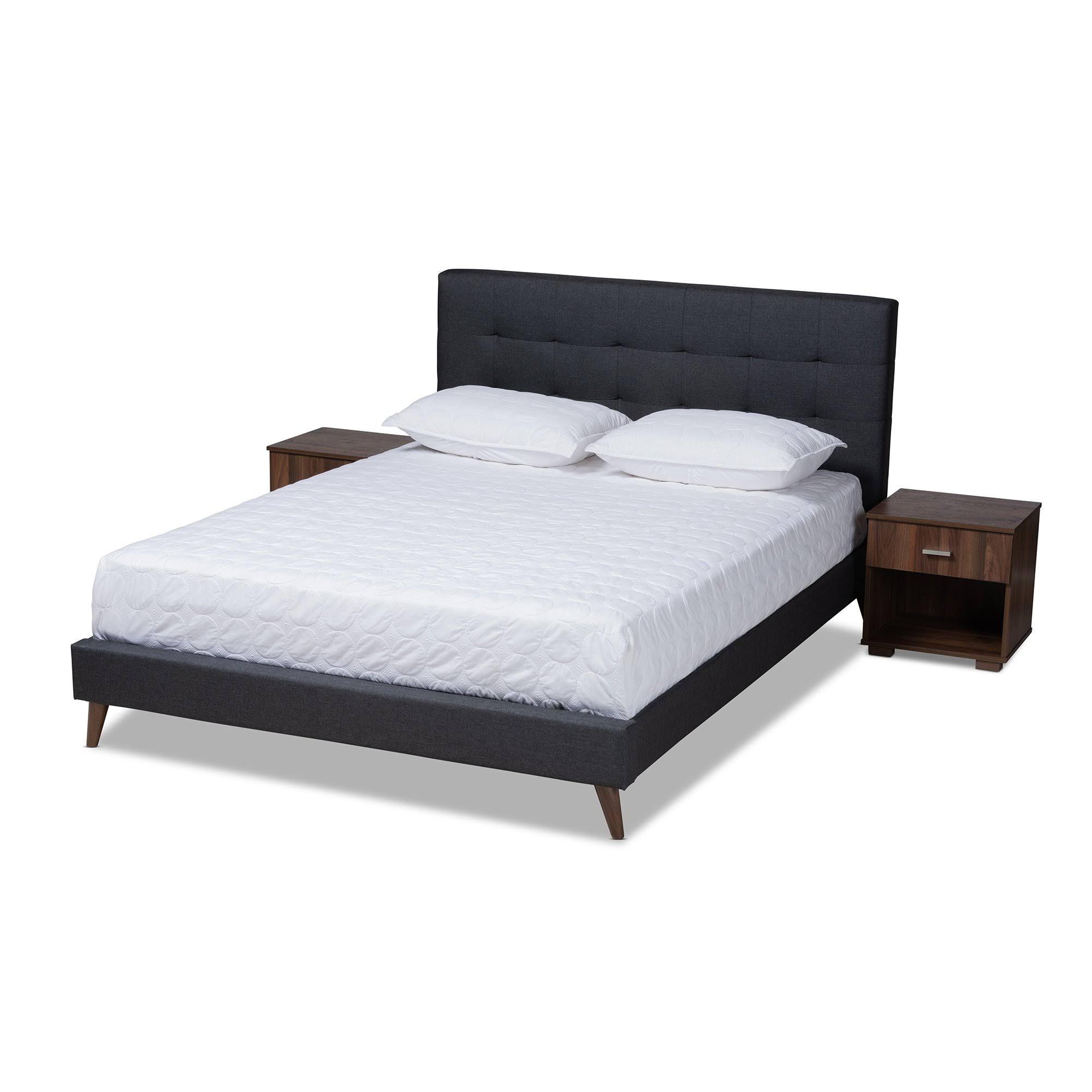 Baxton Studio Maren 3 Piece Full Upholstered Platform Bed Set in Dark Gray/RNQPFU_W1DU