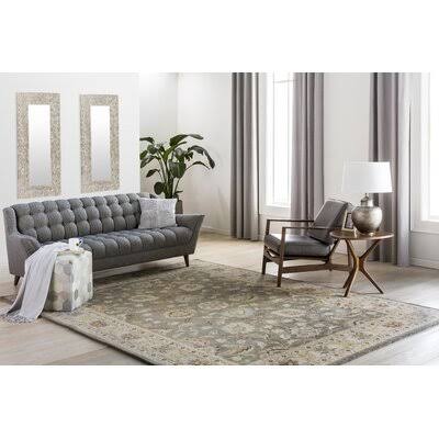 Arden Floral Handmade Wool Charcoal Area Rug Birch Lane Rug Size Rectangle 8' x 11' ZYBY4R_3HHN