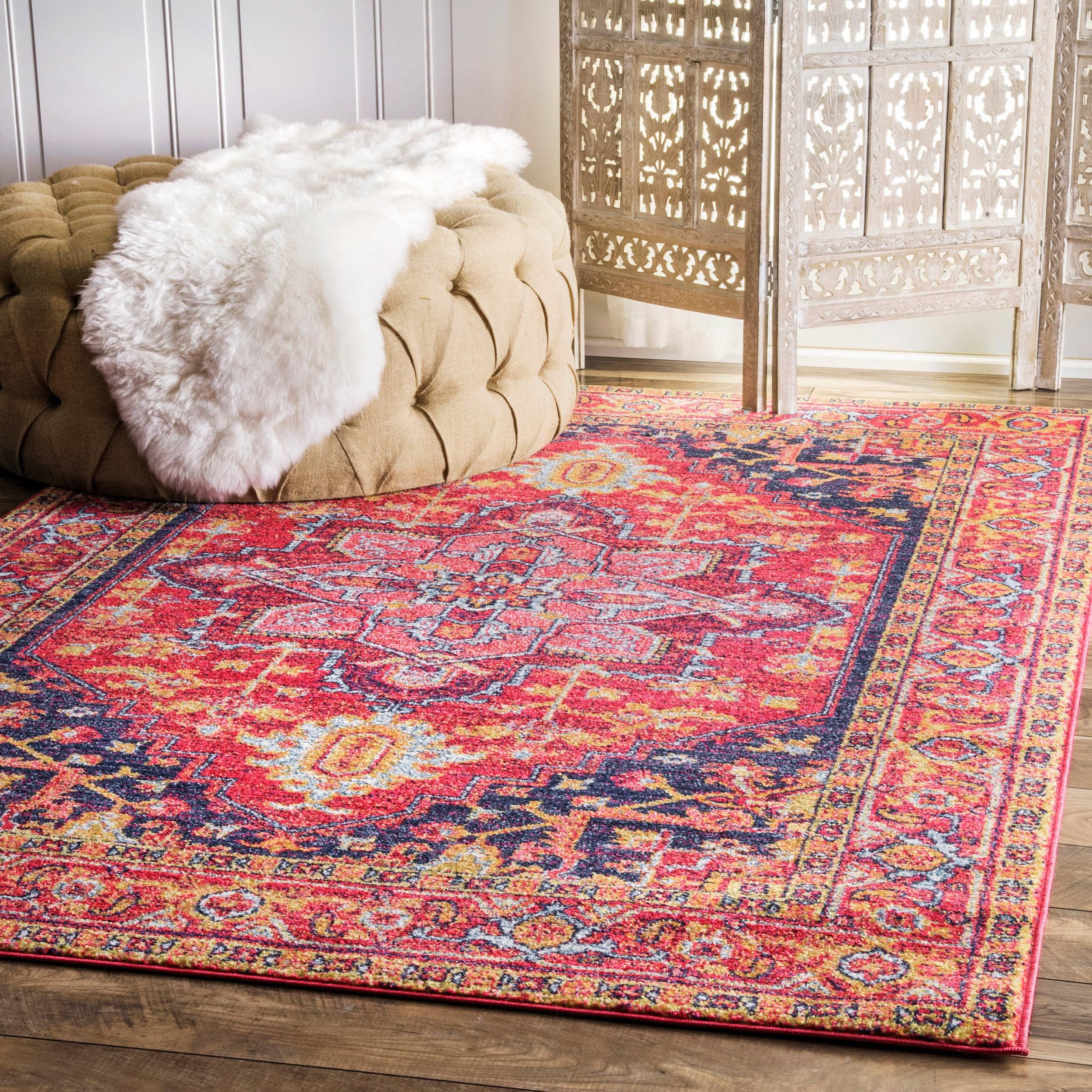 Rugs USA Katrina Blooming Bosphorus Traditional Rectangle Rosette Rug, 8TB9AR_KQ48