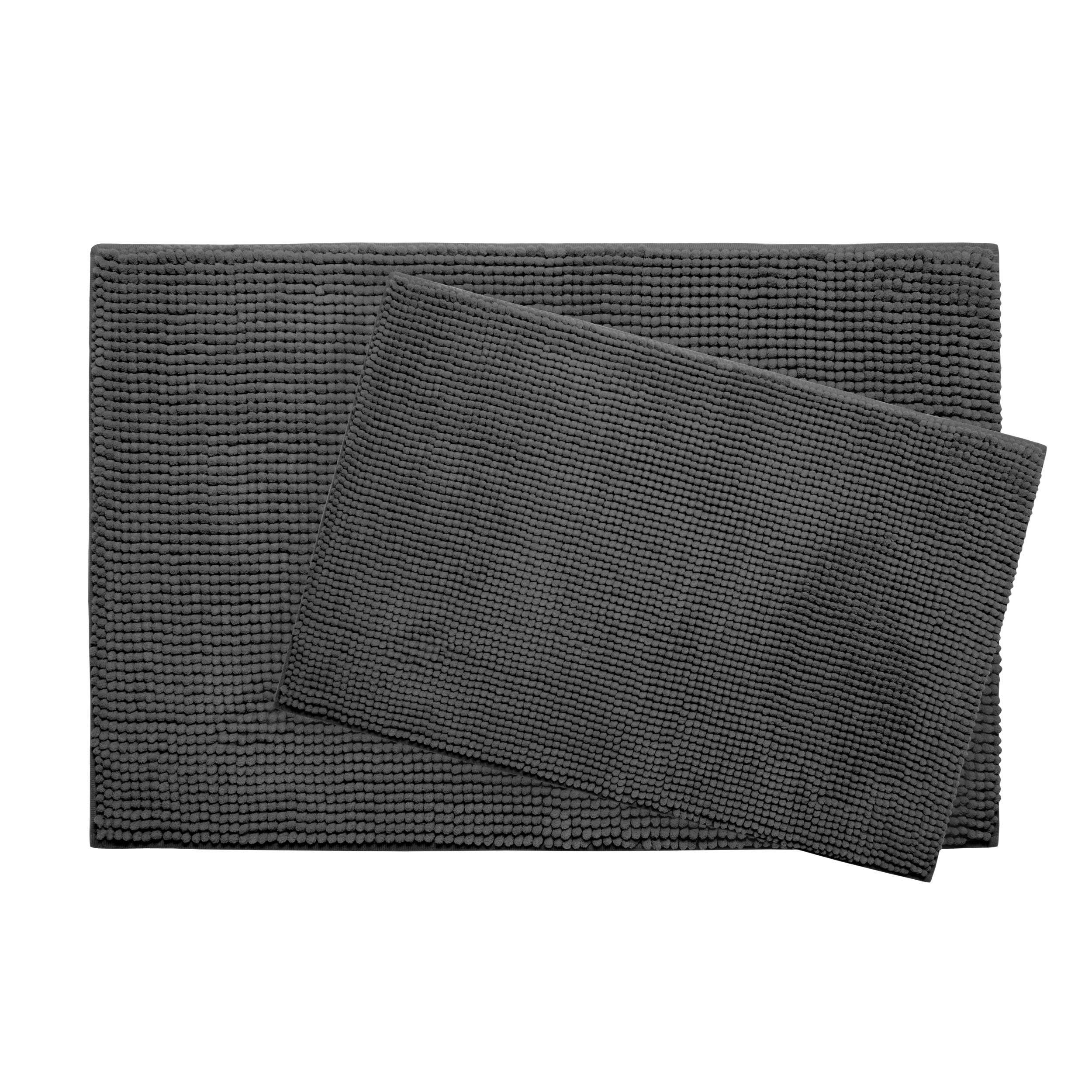 Bounce Comfort Plush Memory Foam Chenille Cushioned 20 x 30 in. 2-Piece Bath Mat Set Dark FQEOW9_EMAQ