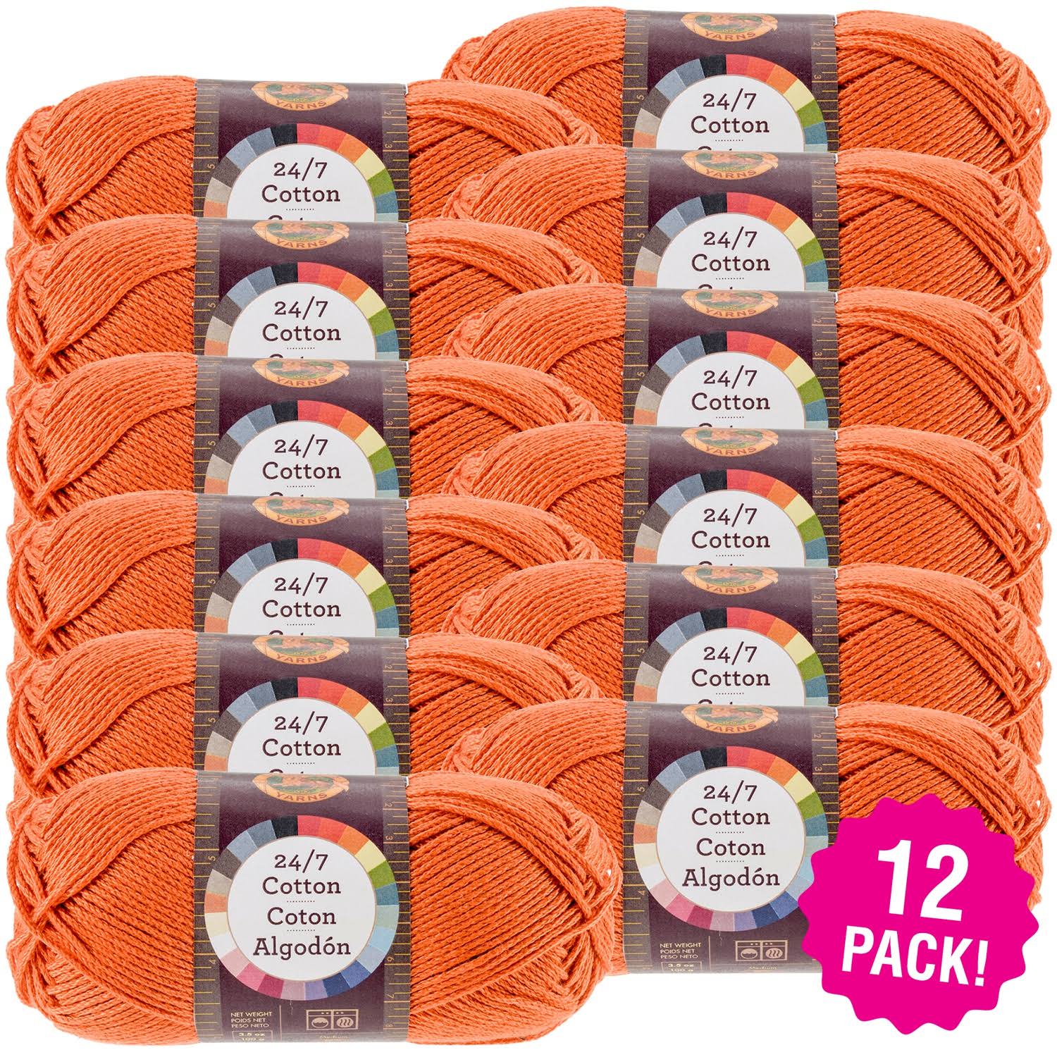 Lion Brand 24/7 Cotton Yarn - Tangerine, Multipack of YZWVJX_U9ZW