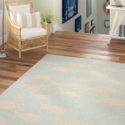 Lake Park Aqua/Beige Outdoor Area Rug Beachcrest Home Rug Size: Round 4' Y5VZAA_RJXB