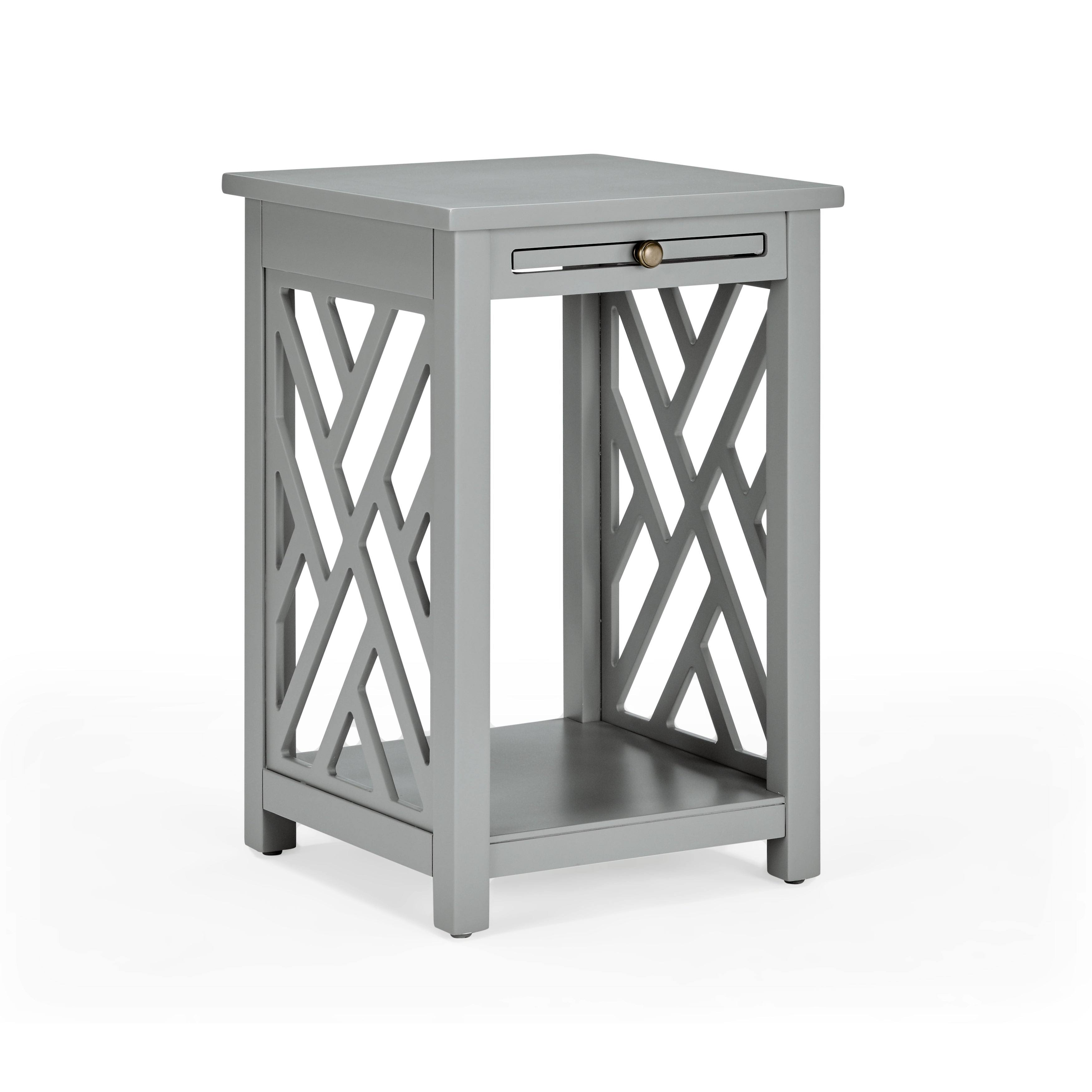 Coventry Wood End Table with Tray Shelf and Bottom Shelf, TWL1NV_BBOK