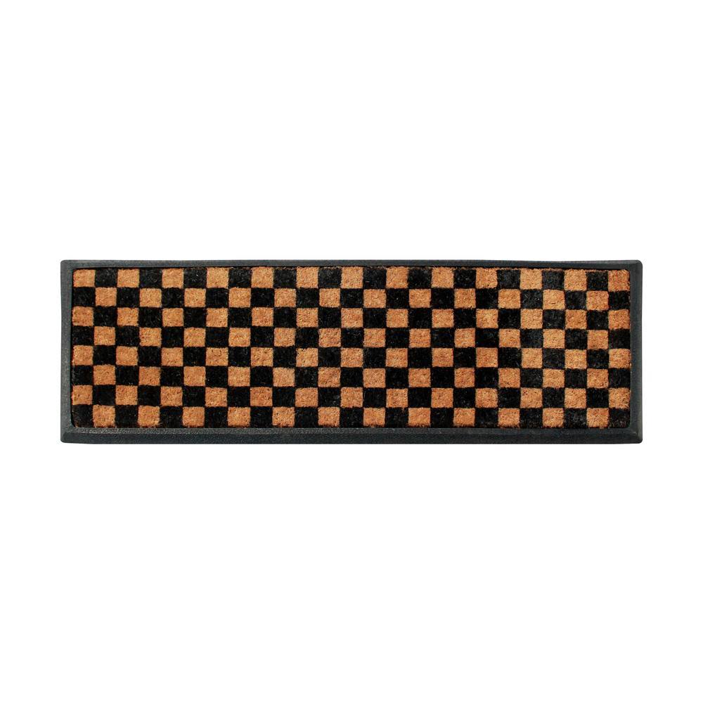 A1 Home Collections A1hc Hand-Crafted Geometric Pattern Black/Beige 15.75 in. x 47.25 in. Rubber and Coir Newly Designed Double  T69YFV_H35H