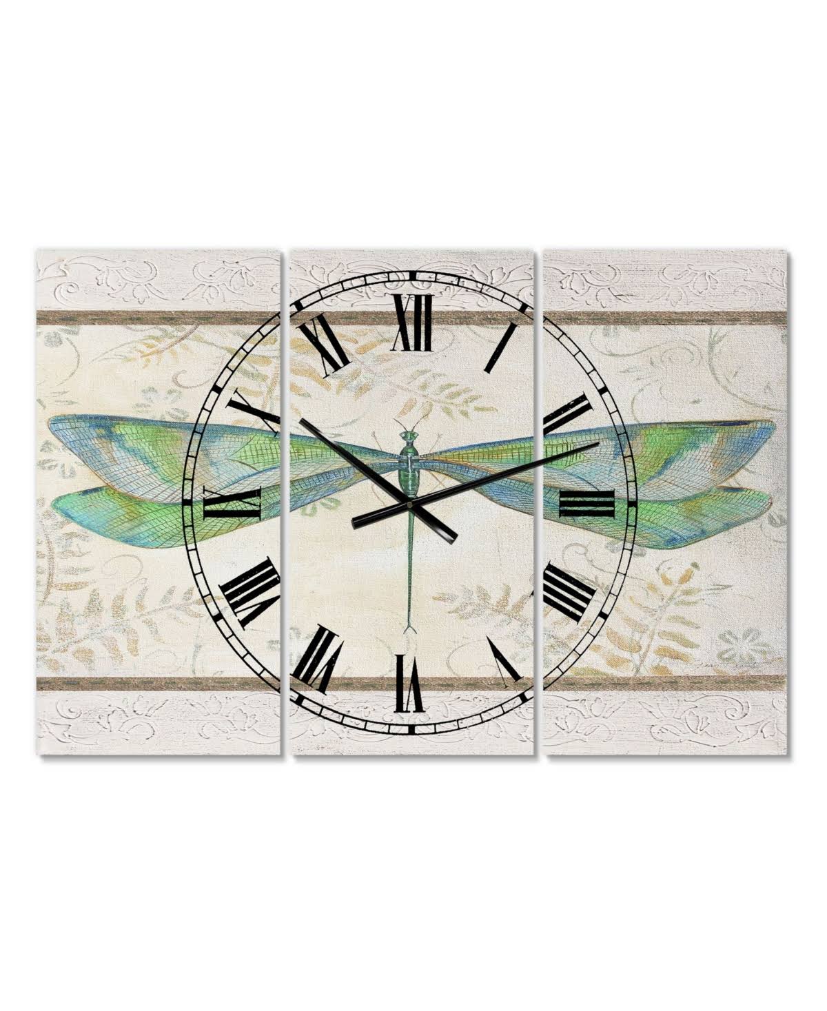 Designart 'Summer Dragonfly 3' Oversized Cottage Wall Clock, Size 28 inch x 36 inch, 9TEK8L_OBIV