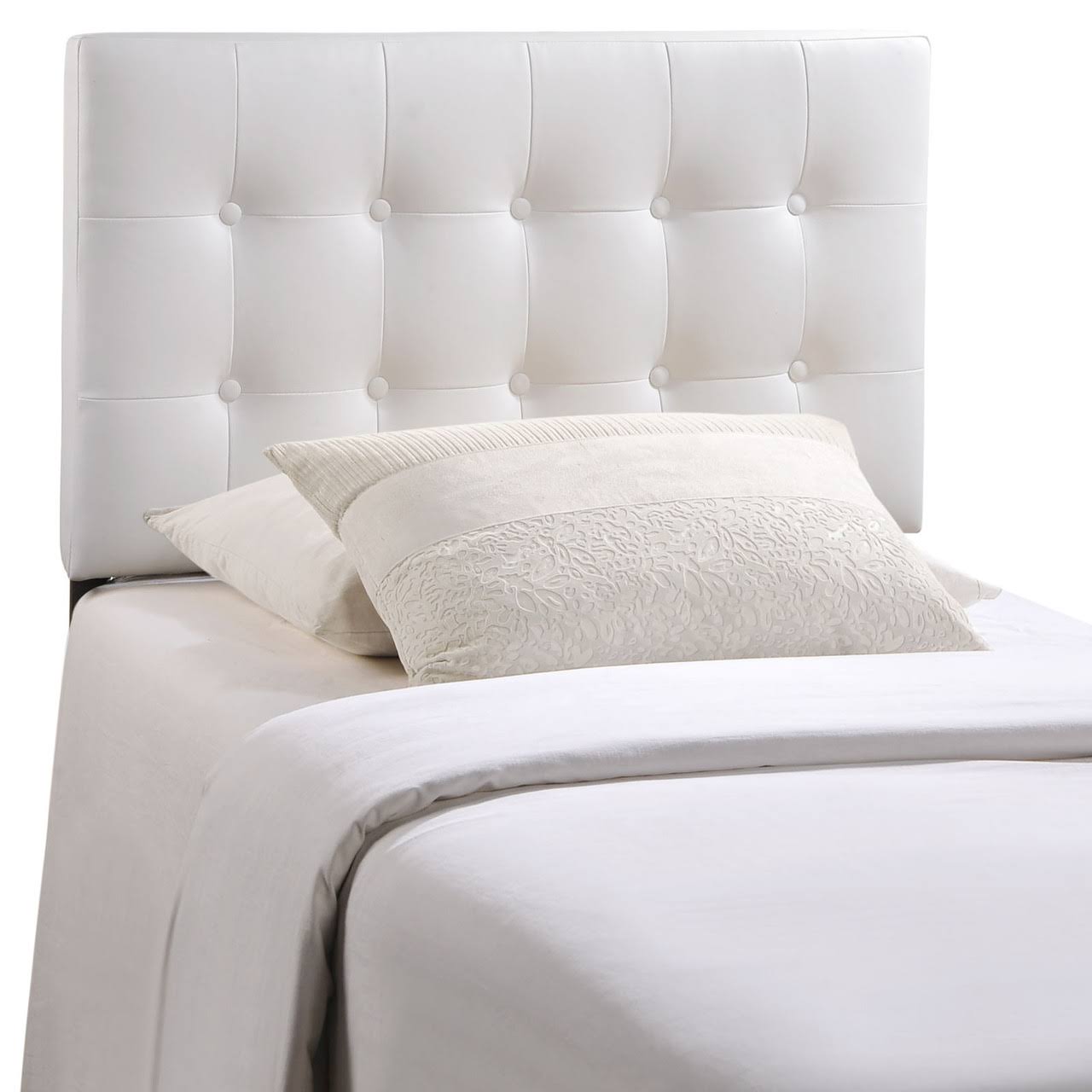 Modern Contemporary Twin Size Vinyl Headboard, White Faux KNCGK5_8FXD