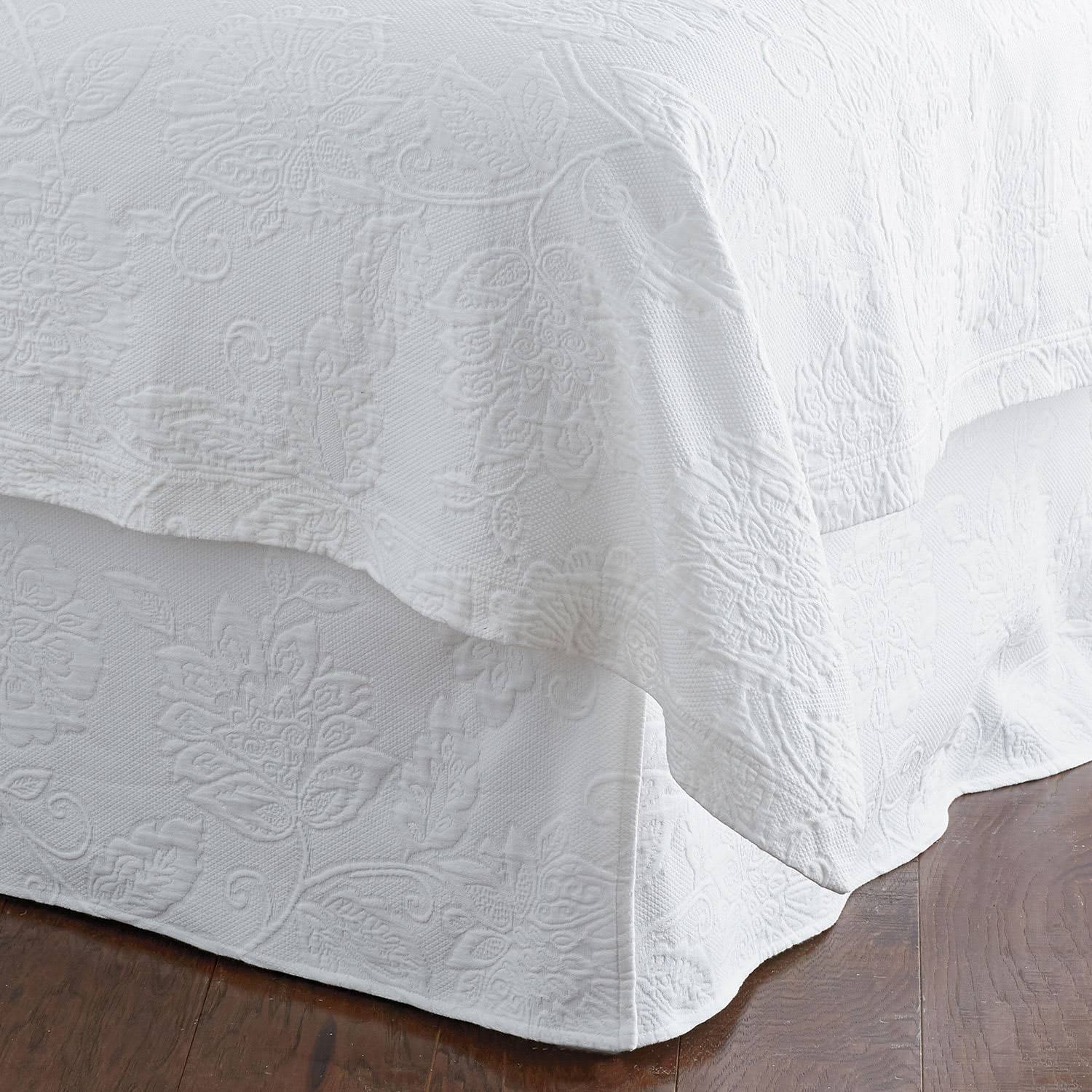 Cotton Matelass 14 in. Drop Bed Skirt - White, Size PW4ZQM_U4ZB