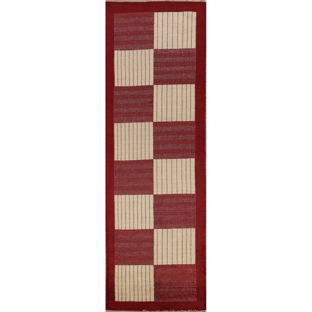 Geometric Modern Gabbeh Kashkoli Oriental Runner Rug Wool JJT1EA_OO2B