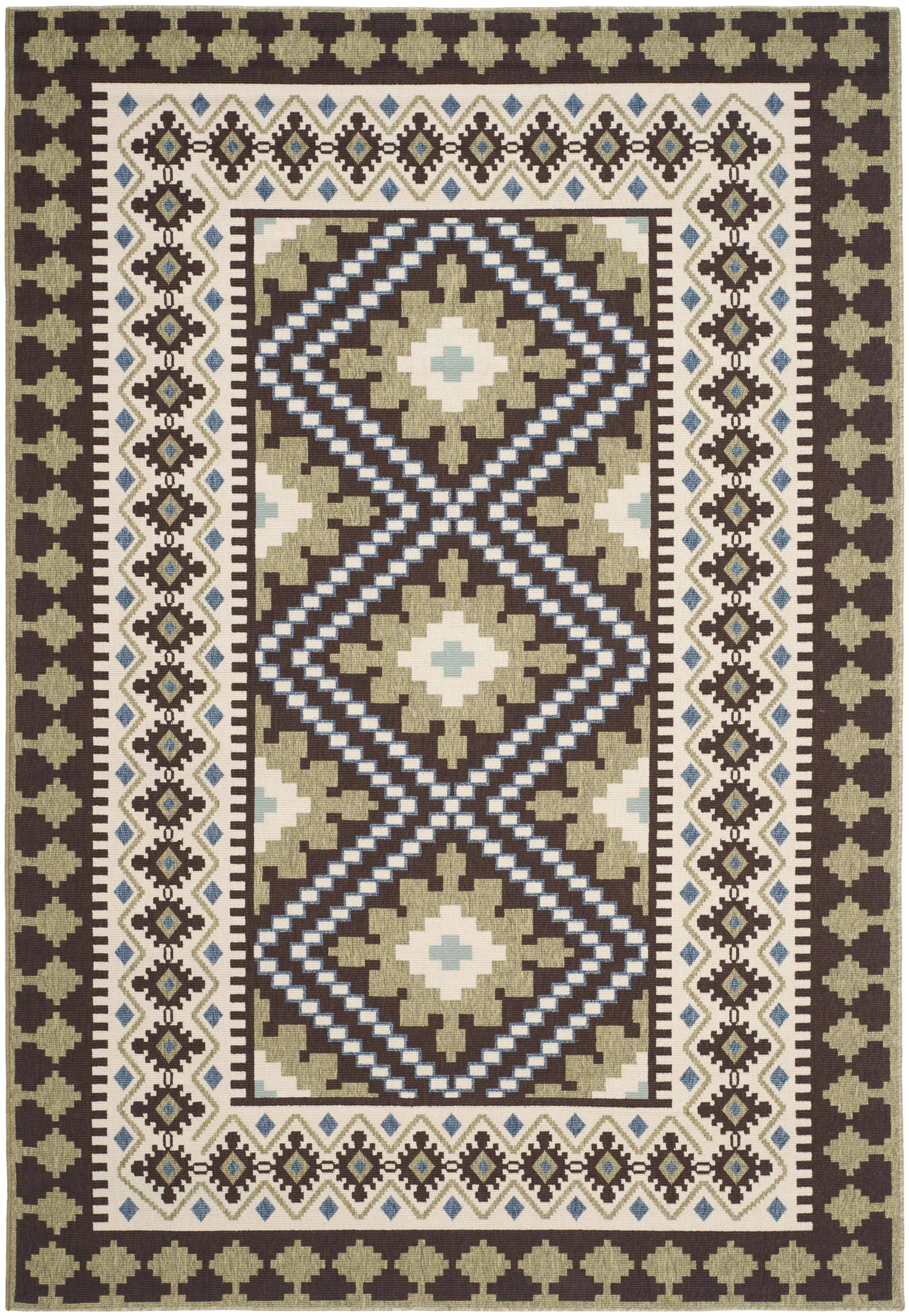 Safavieh Veranda Chocolate/Green 6 ft. 7 in. x 9 ft. 6 in. Indoor/Outdoor Area Z0HUTR_YWCY