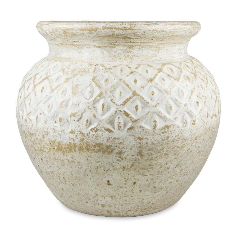 Allen + Roth 20.866-in W x 18.504-in H White Stone Planter | YVVNTQ_YURJ