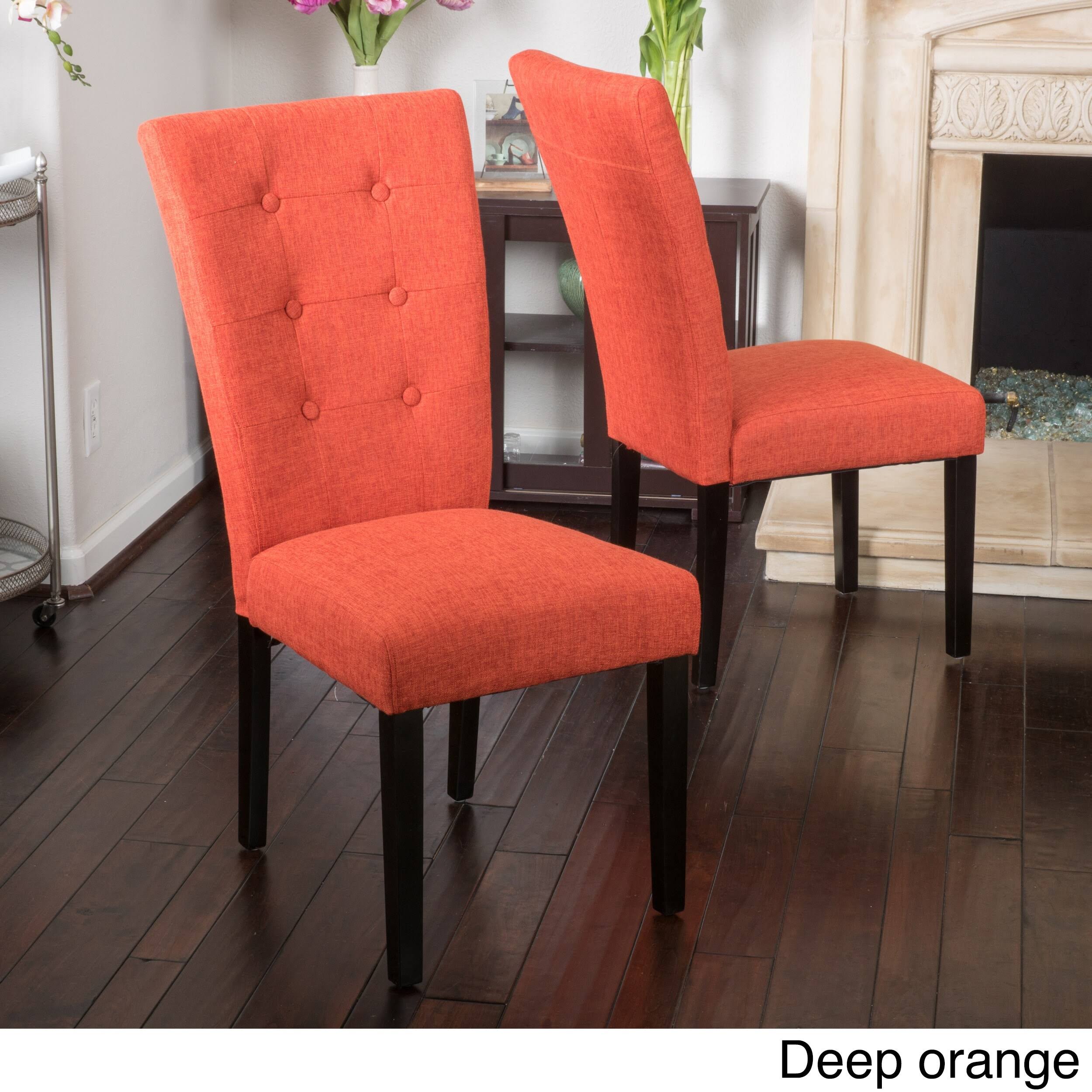 Set of 2 Angelina Dining Chair Deep Orange - Christopher Knight XRF01L_CFUV